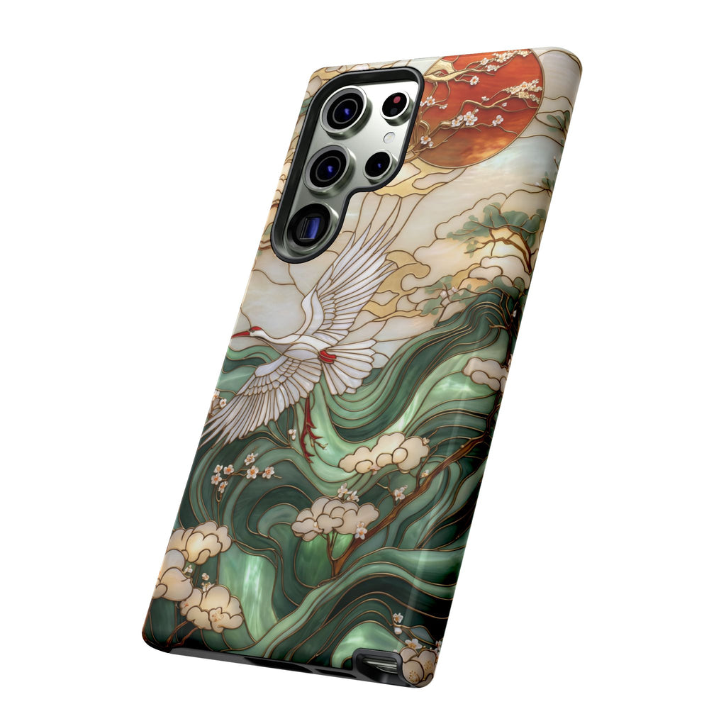 Cranes & Waves Protective Samsung Galaxy Case | Japanese-Inspired Art Phone Cover