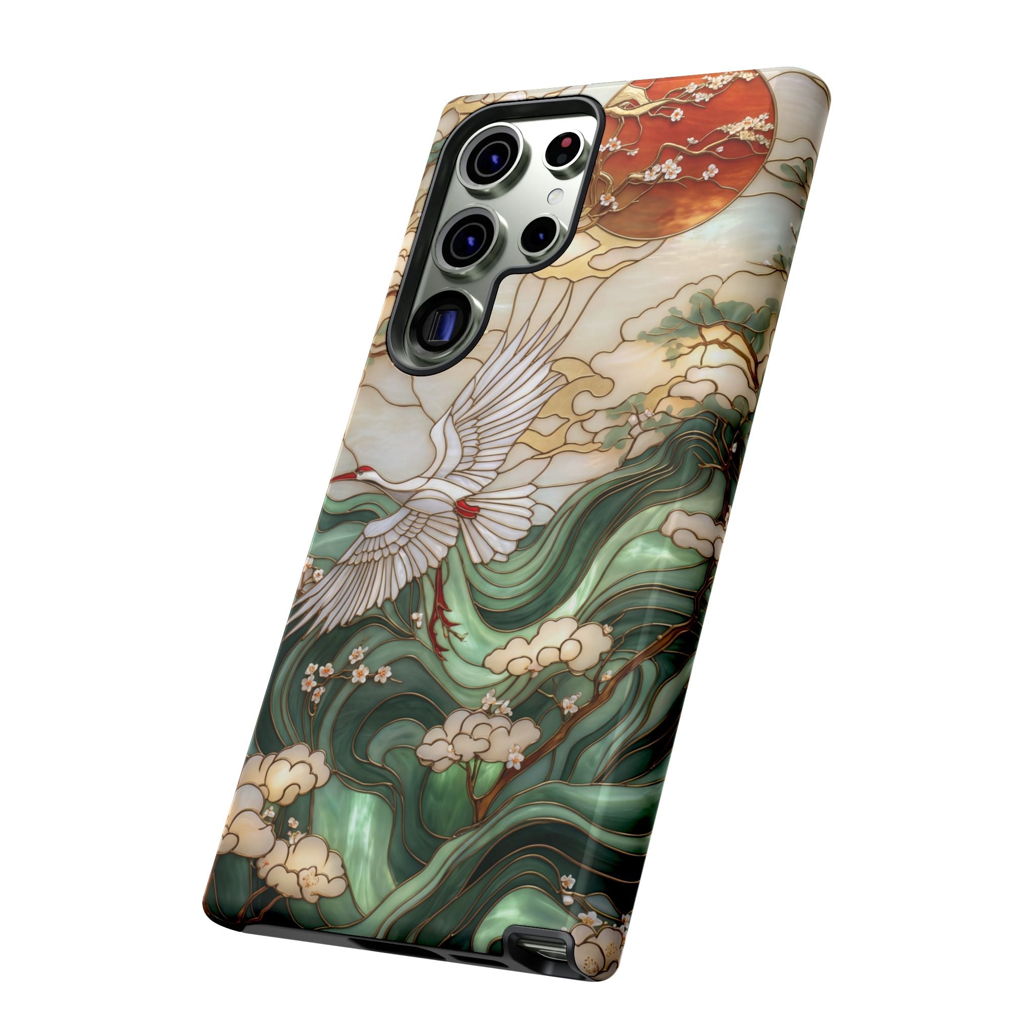 Cranes & Waves Protective Samsung Galaxy Case | Japanese-Inspired Art Phone Cover