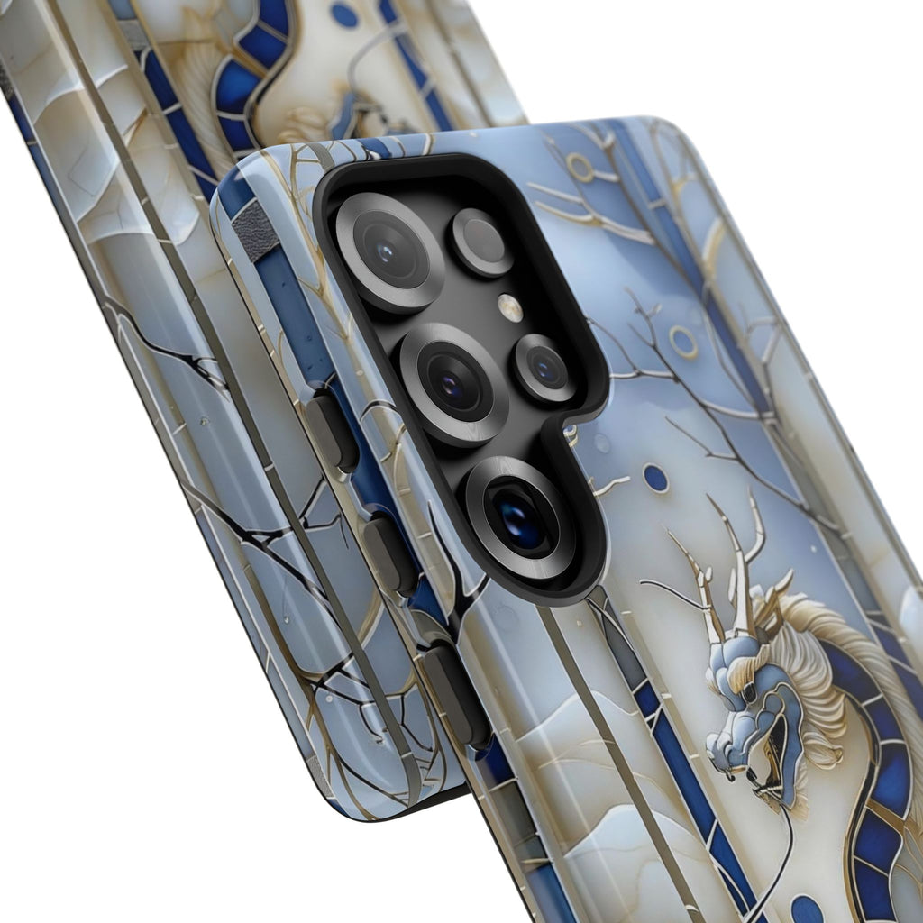 Dragon Stained Glass Samsung Galaxy Case — Blue Winter Forest Protective Cover