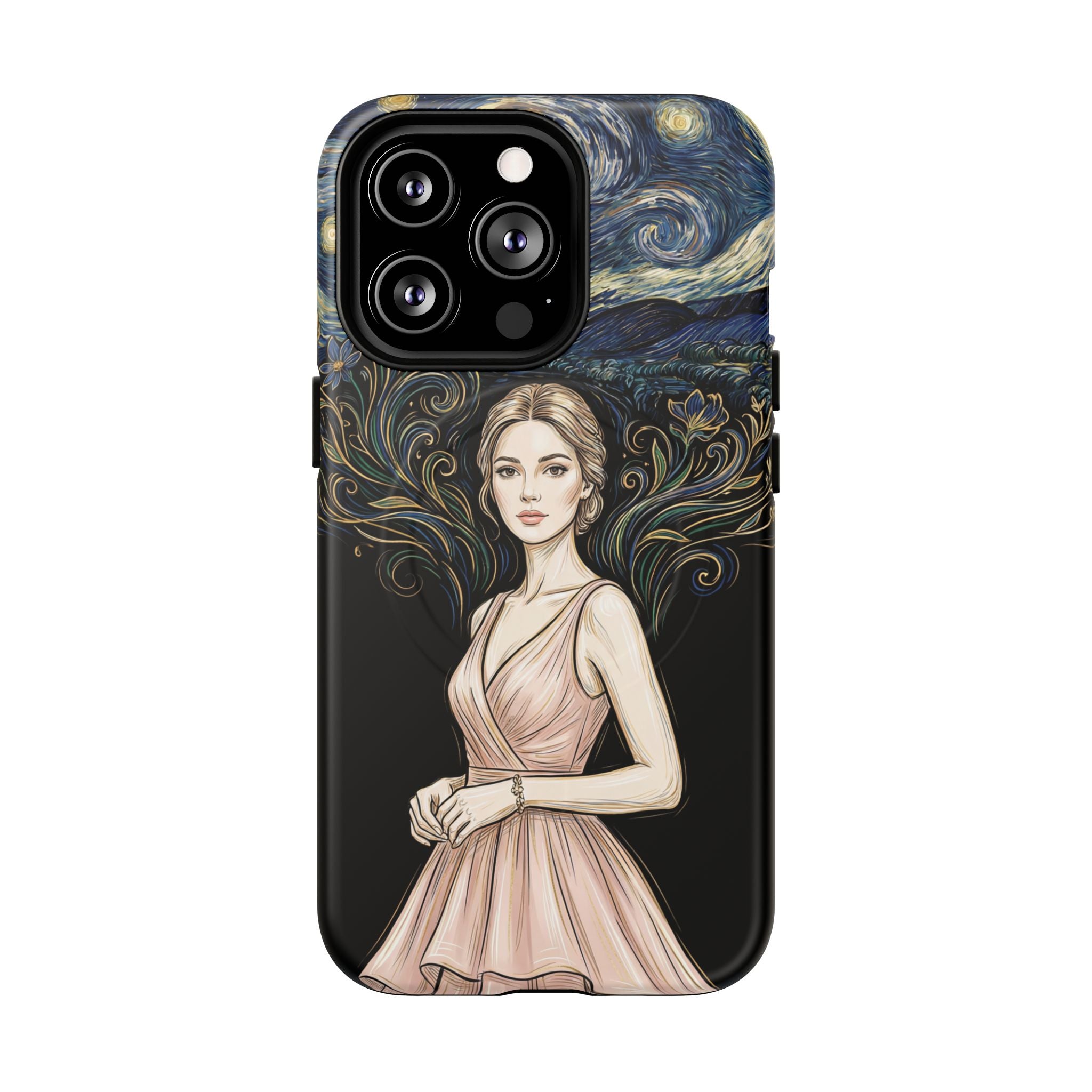 Art Nouveau Starry Night MagSafe iPhone Case | Elegant Woman Illustration Tough Case