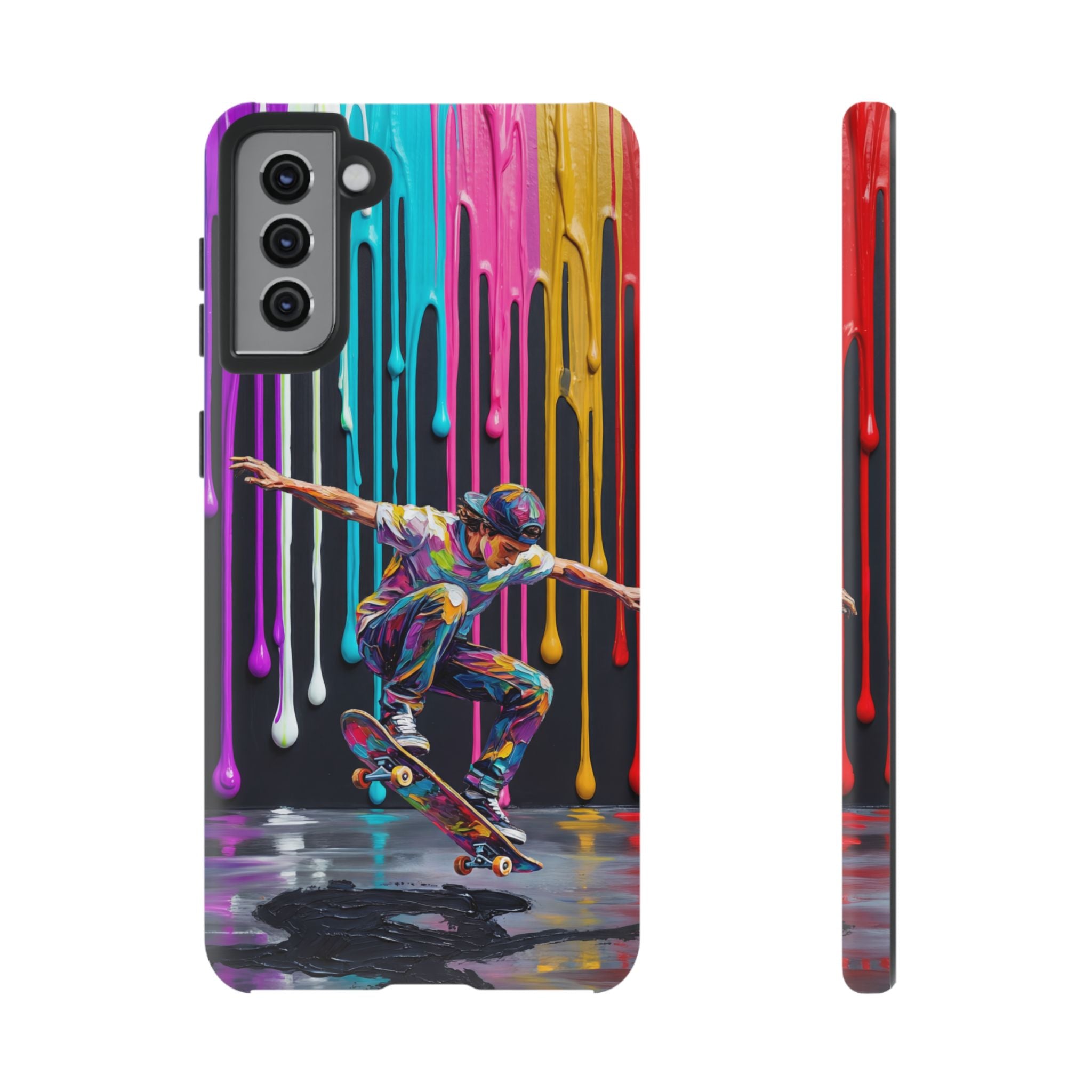 Colourful Drip Art Skateboarder Splash Samsung Galaxy Phone Case