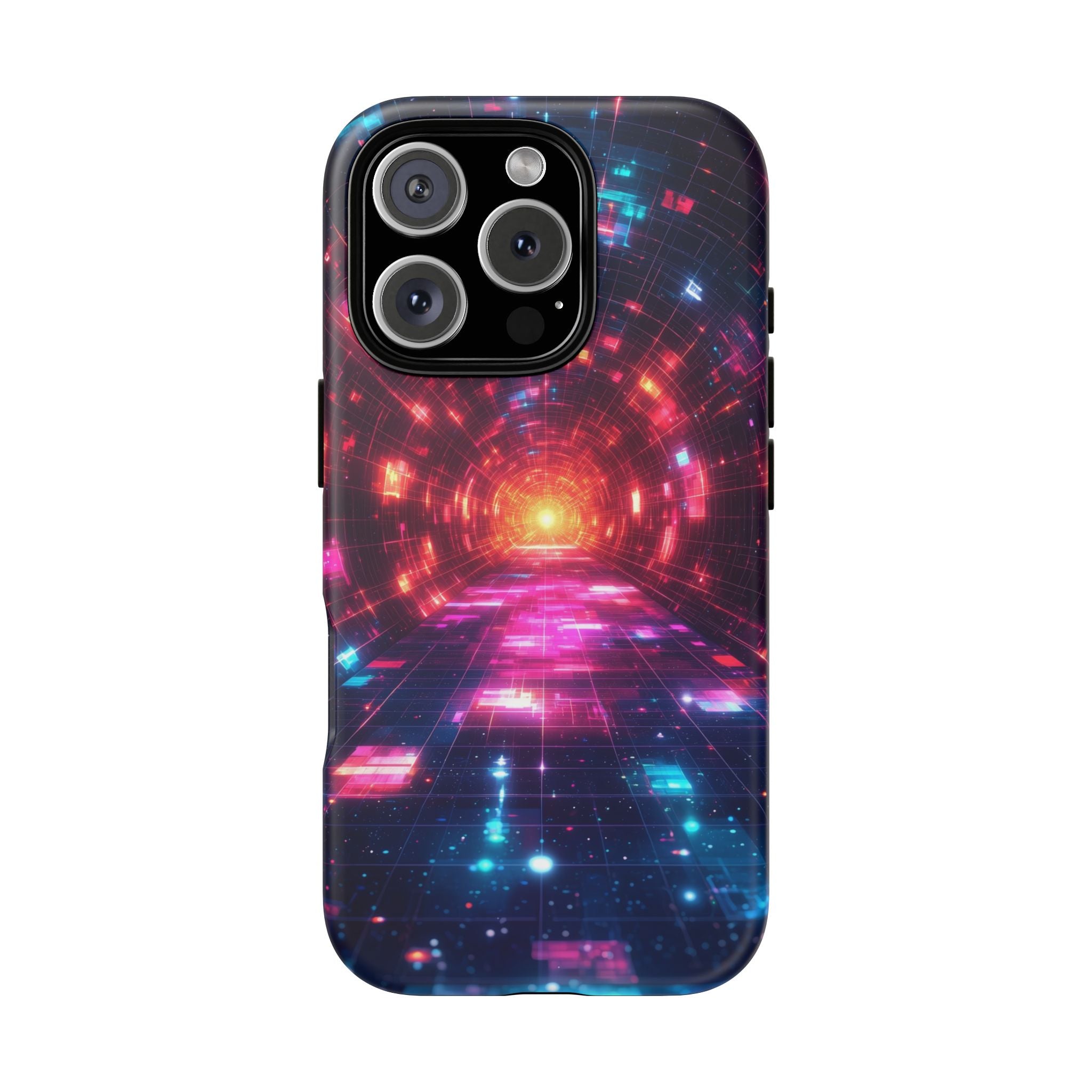 Neon Tunnel Tough iPhone Case — Retro Futuristic Galaxy Design