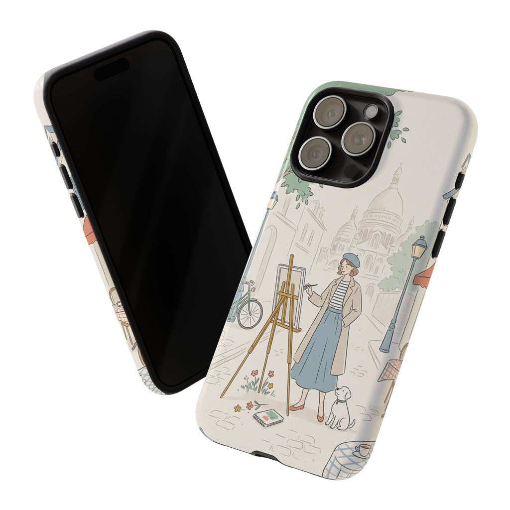 Artist in Paris iPhone Case | Vintage Painter Street Scene Protective Cover