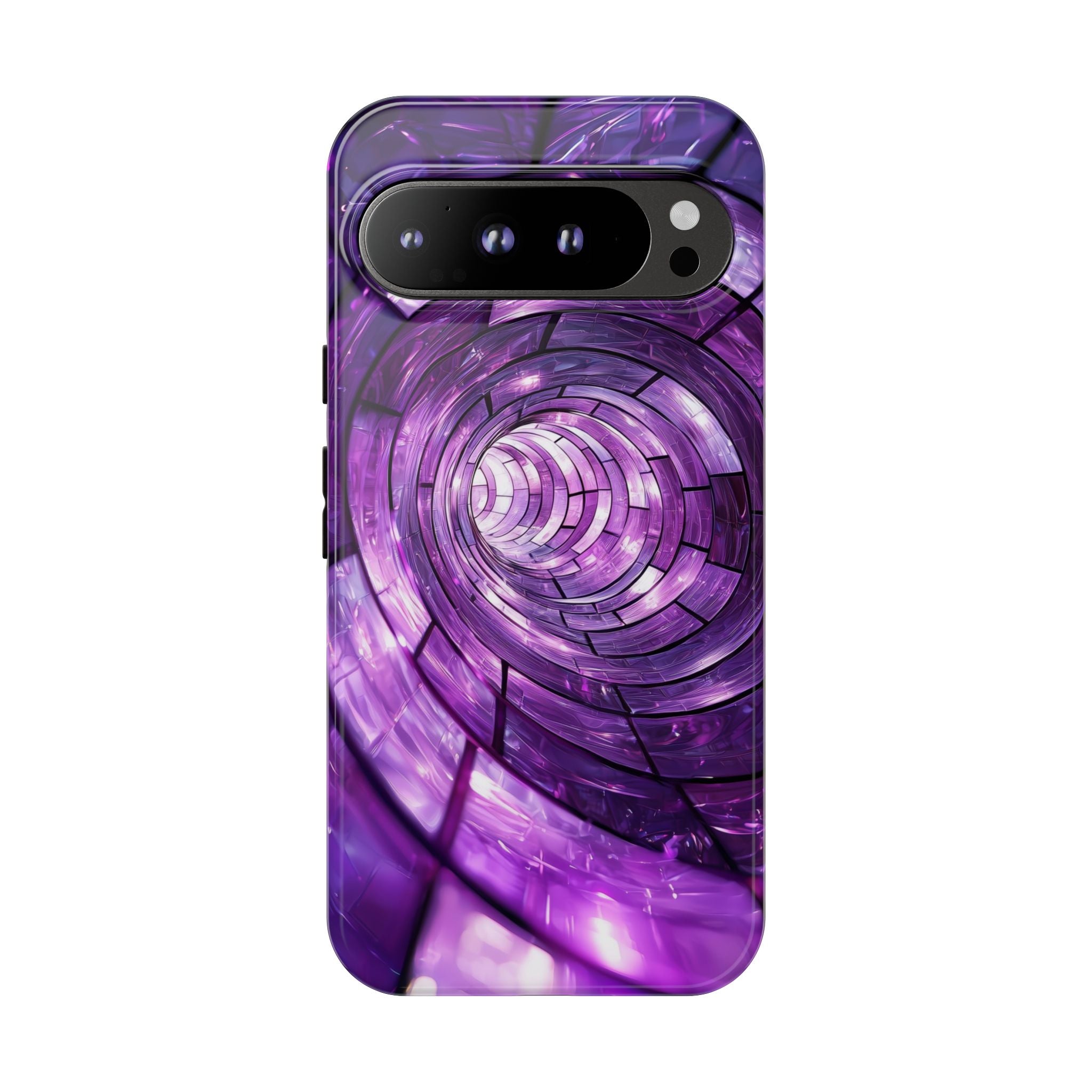 Purple Vortex Tough Google Pixel Case — Abstract Spiral Protective Cover