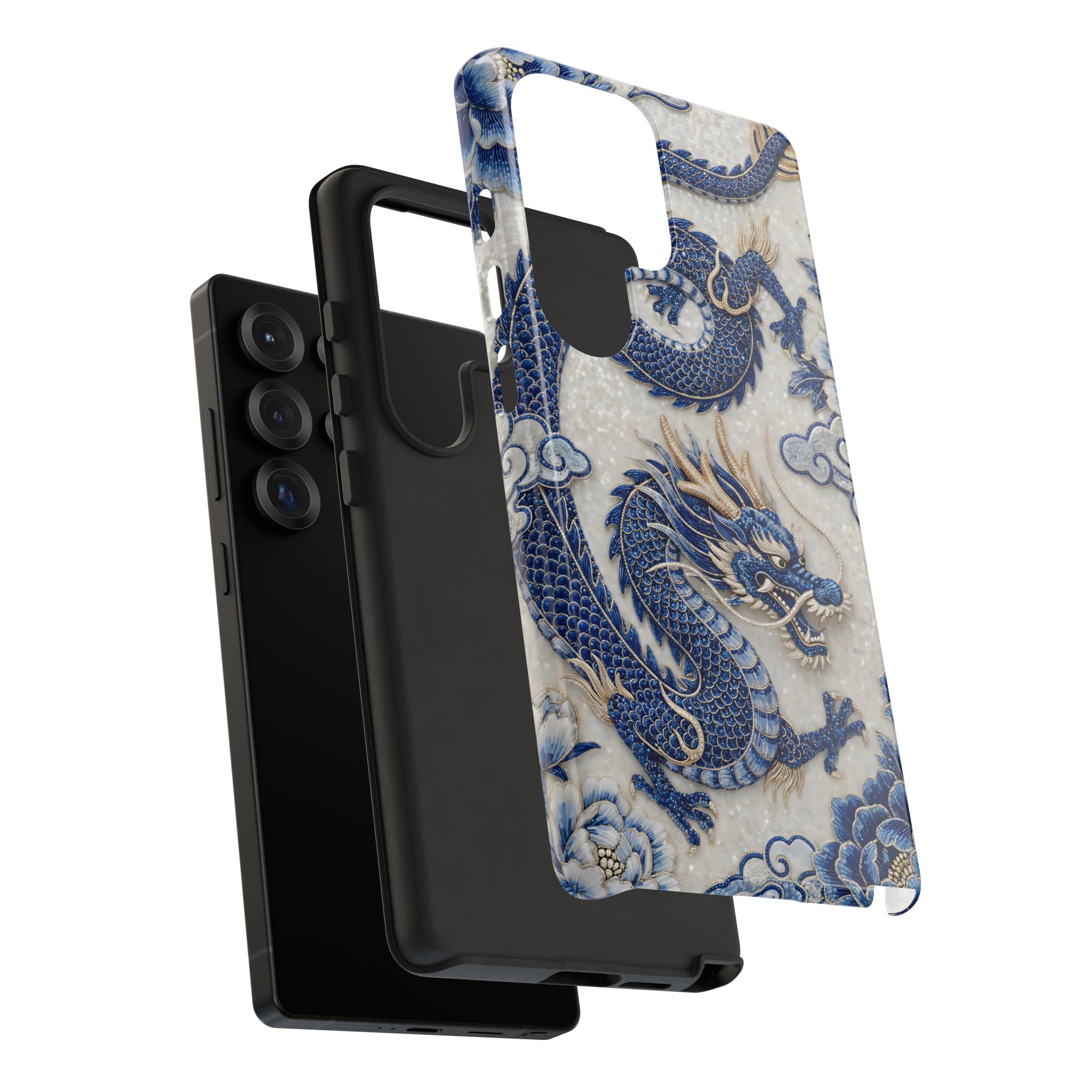 Asian Zodiac Dragon Samsung Galaxy Phone Case V2 | Blue & White Porcelain Luxury Protective Case | Year of the Dragon Gift