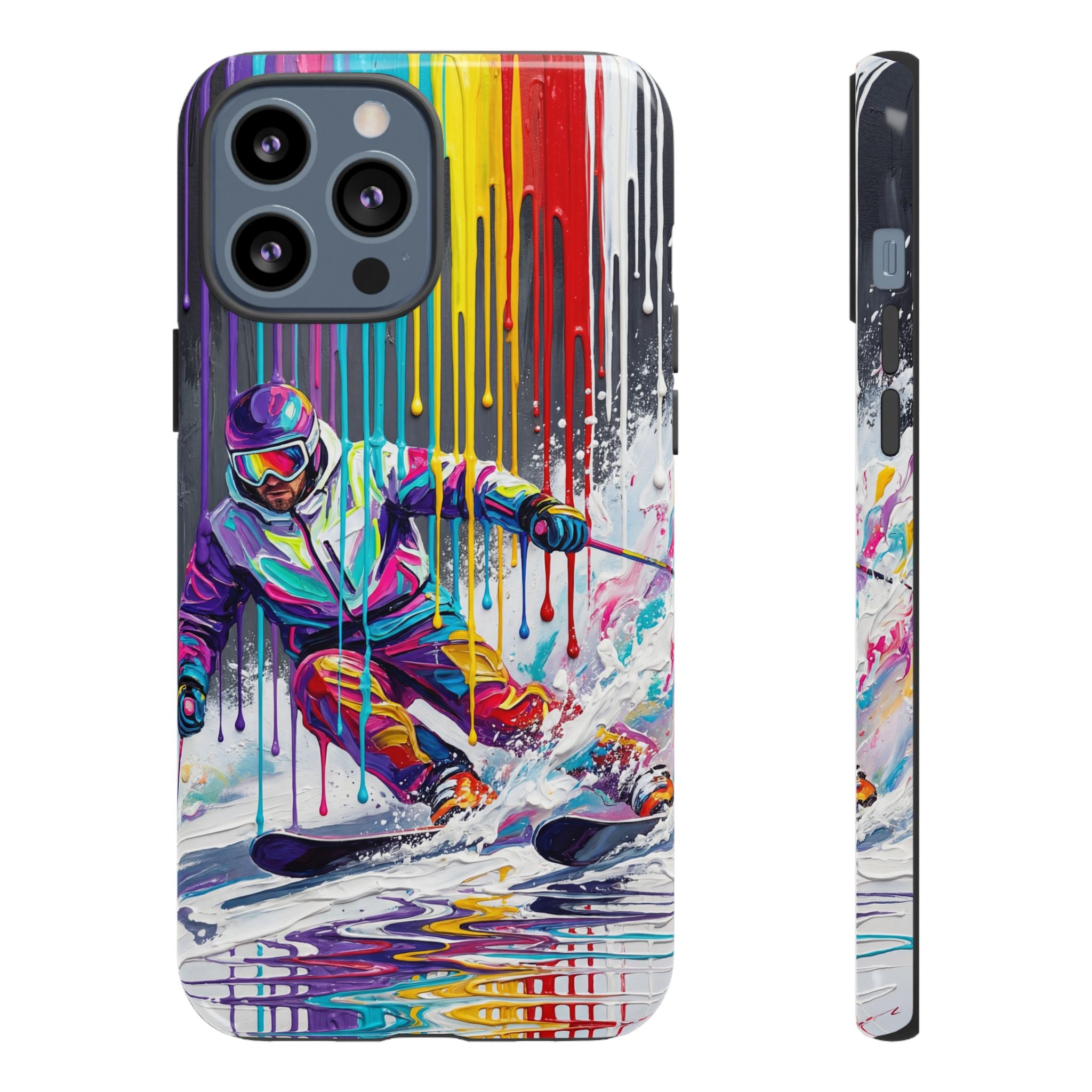 Colourful Skiing Drip Art Tough iPhone Case