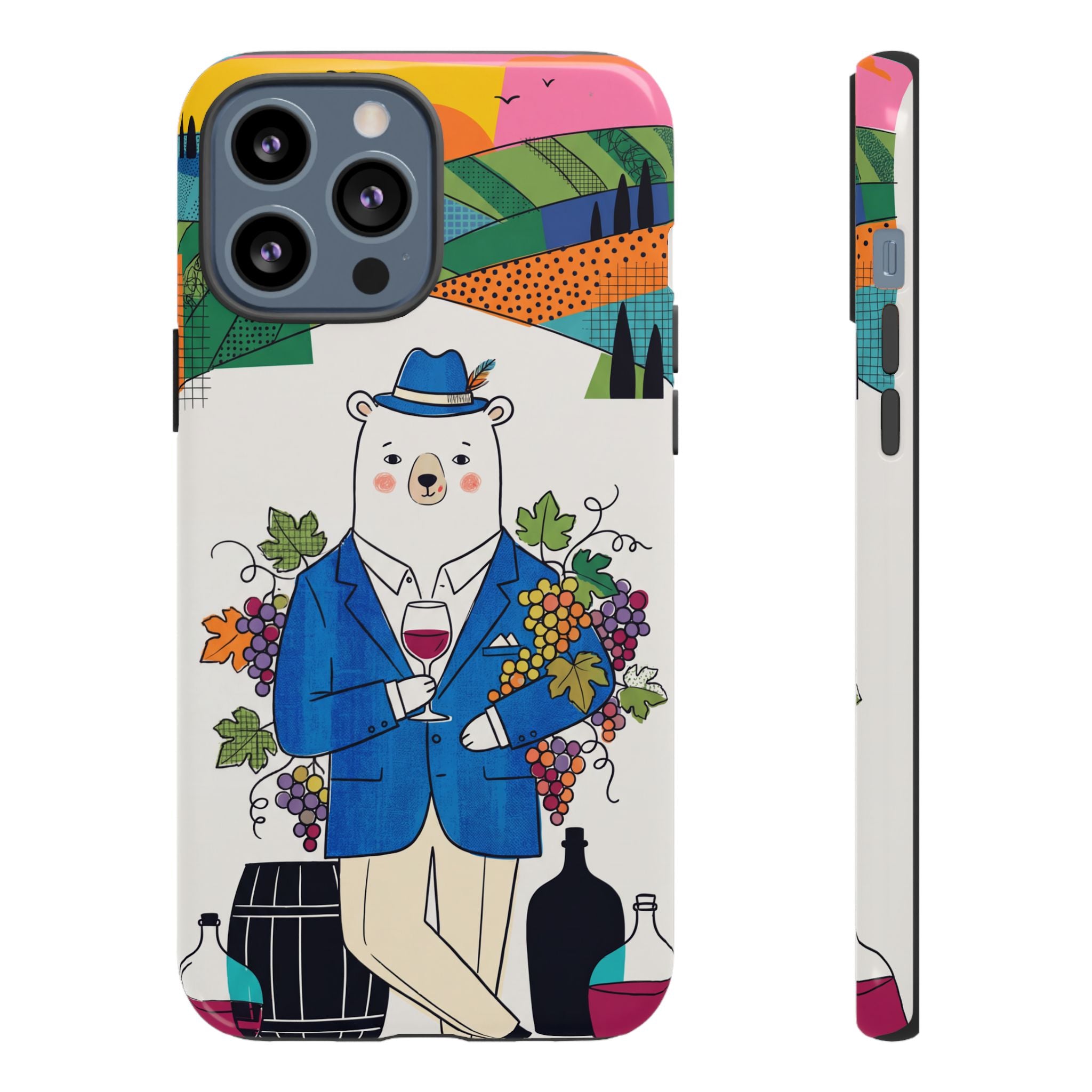 Dapper Polar Bear Wine Lover Illustrated Protective iPhone Case