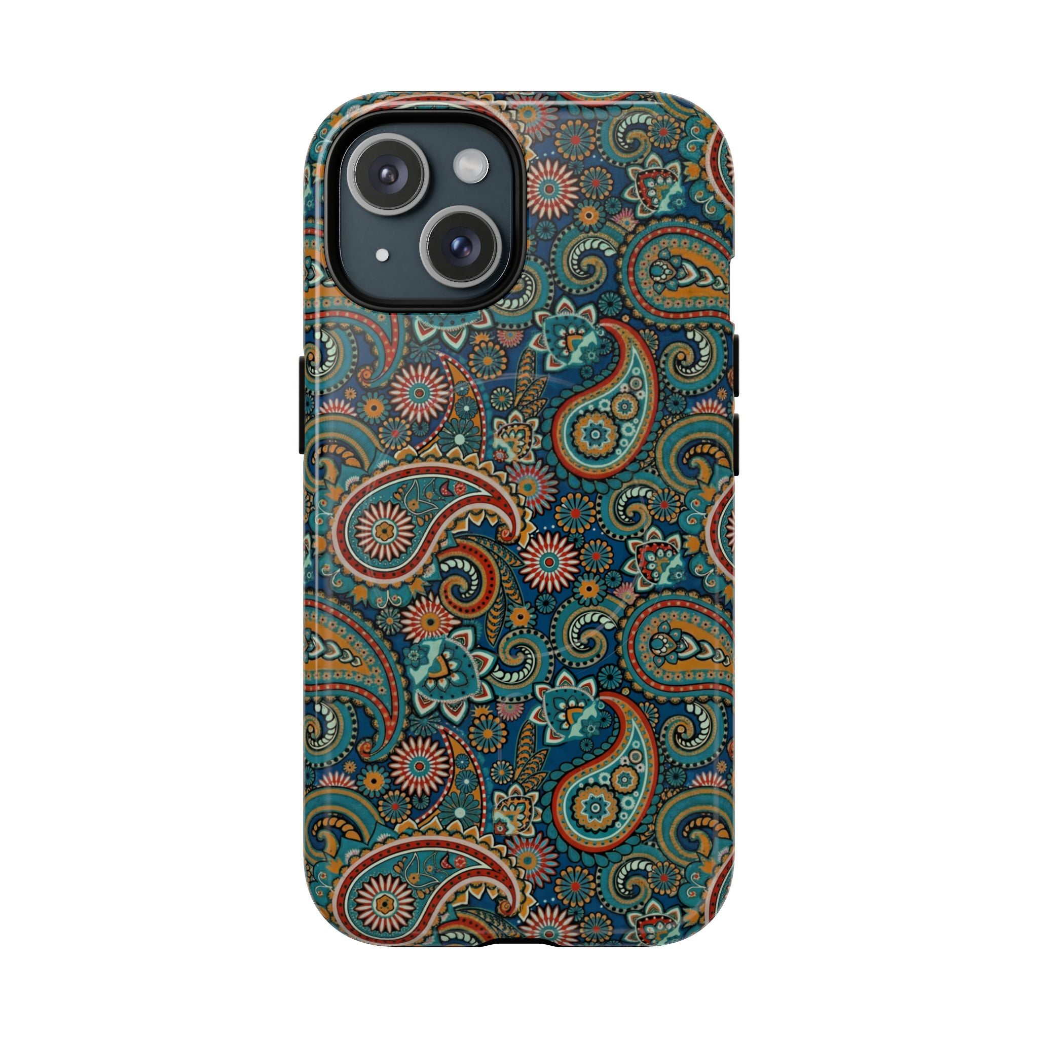 Batik Teal Paisley Tough MagSage iPhone Case