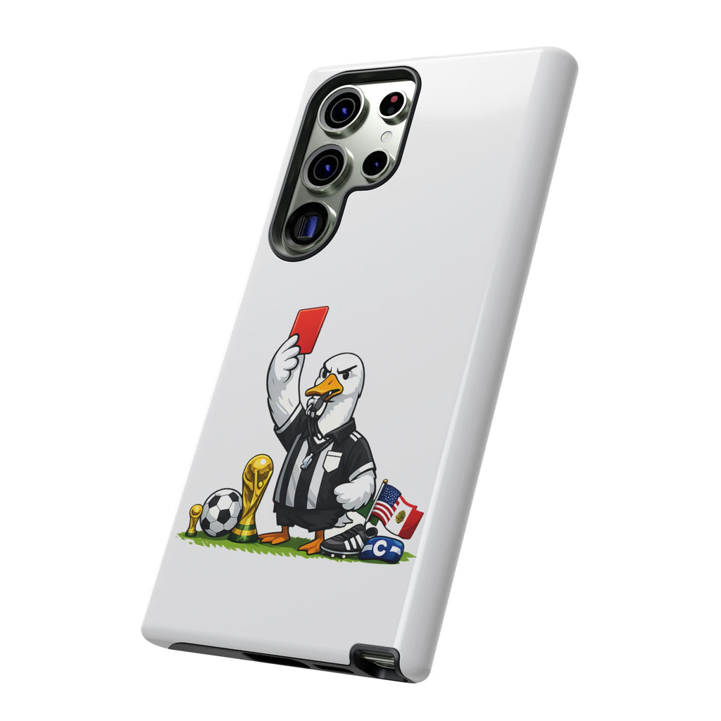 Funny Goose Referee Samsung Galaxy Phone Case | Soccer Red Card Art Cover