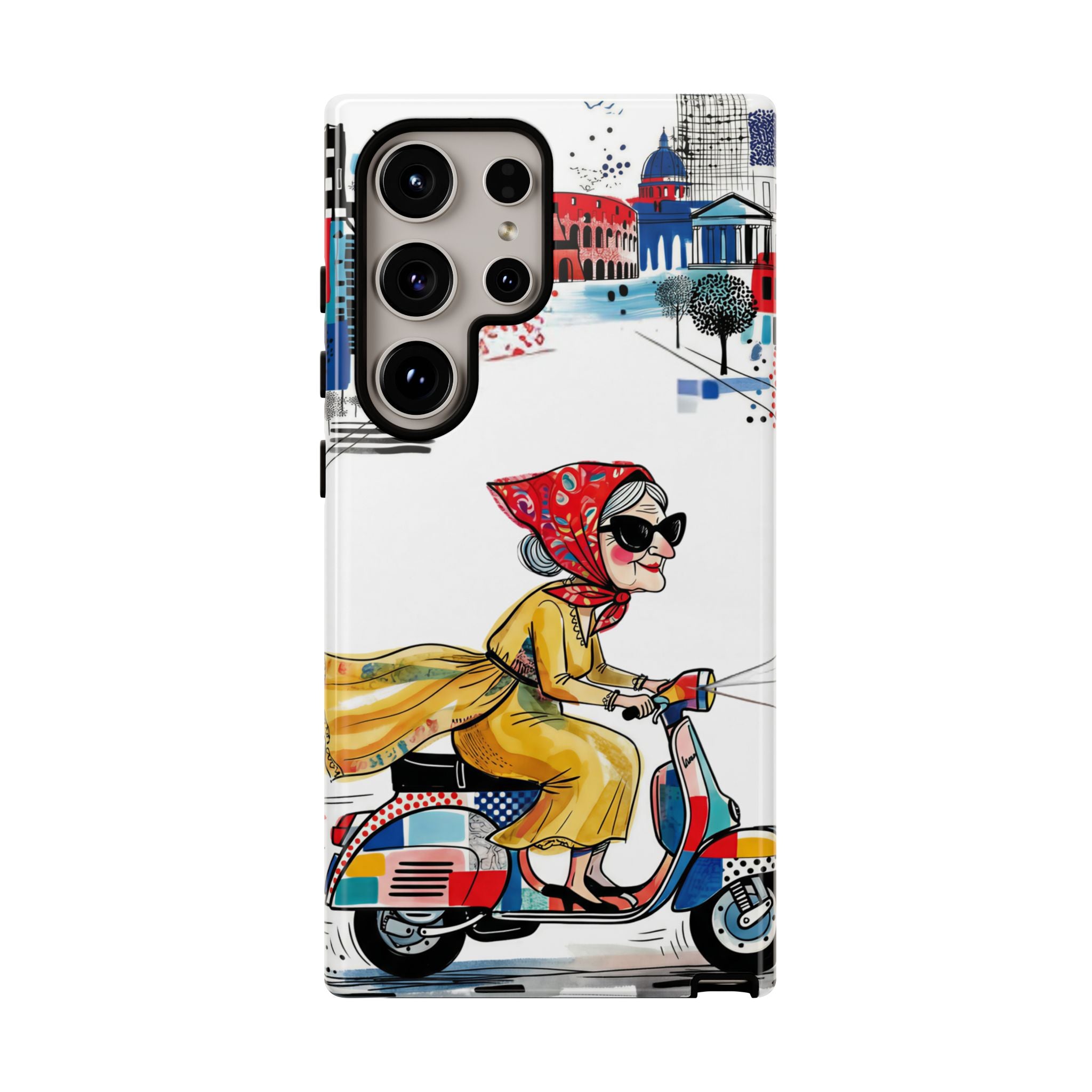 Vintage Vespa Granny Samsung Galaxy Phone Case | Retro Scooter Travel iPhone Cover