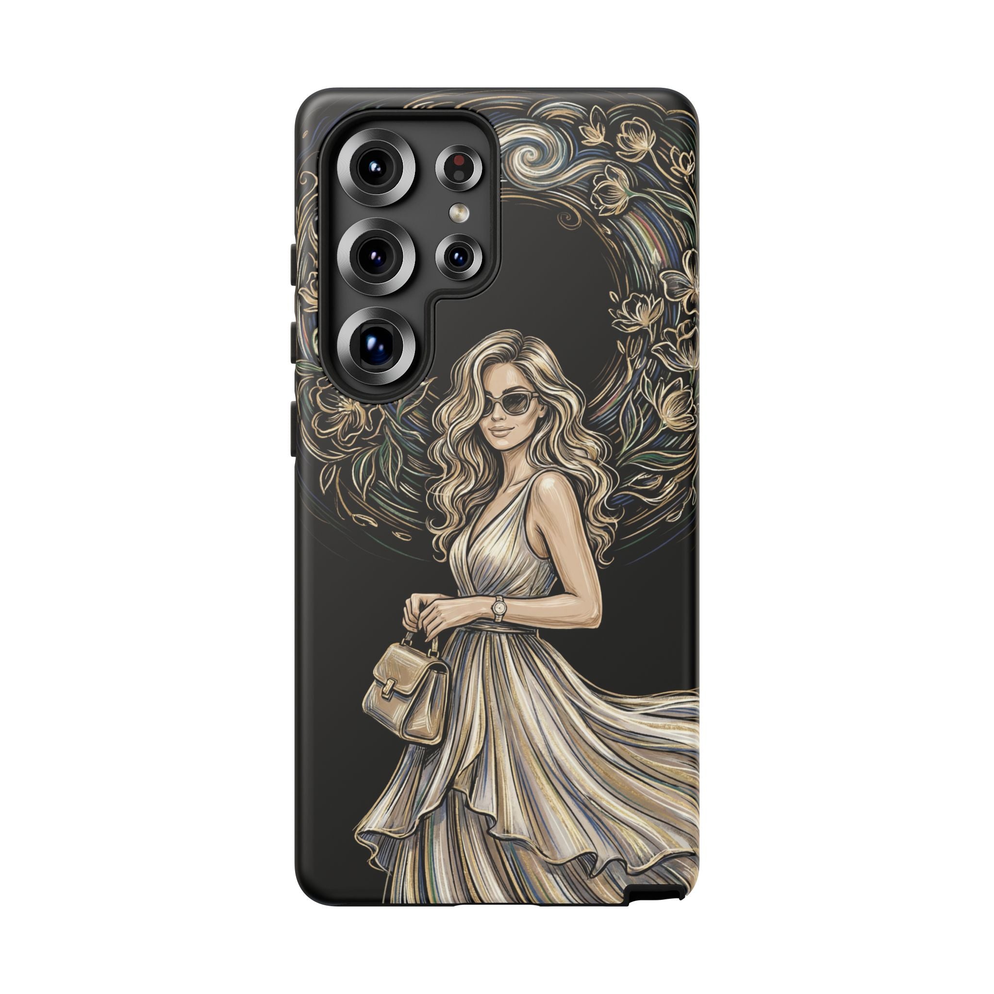 Stylish Woman Floral Wreath Tough Samsung Galaxy Phone Case