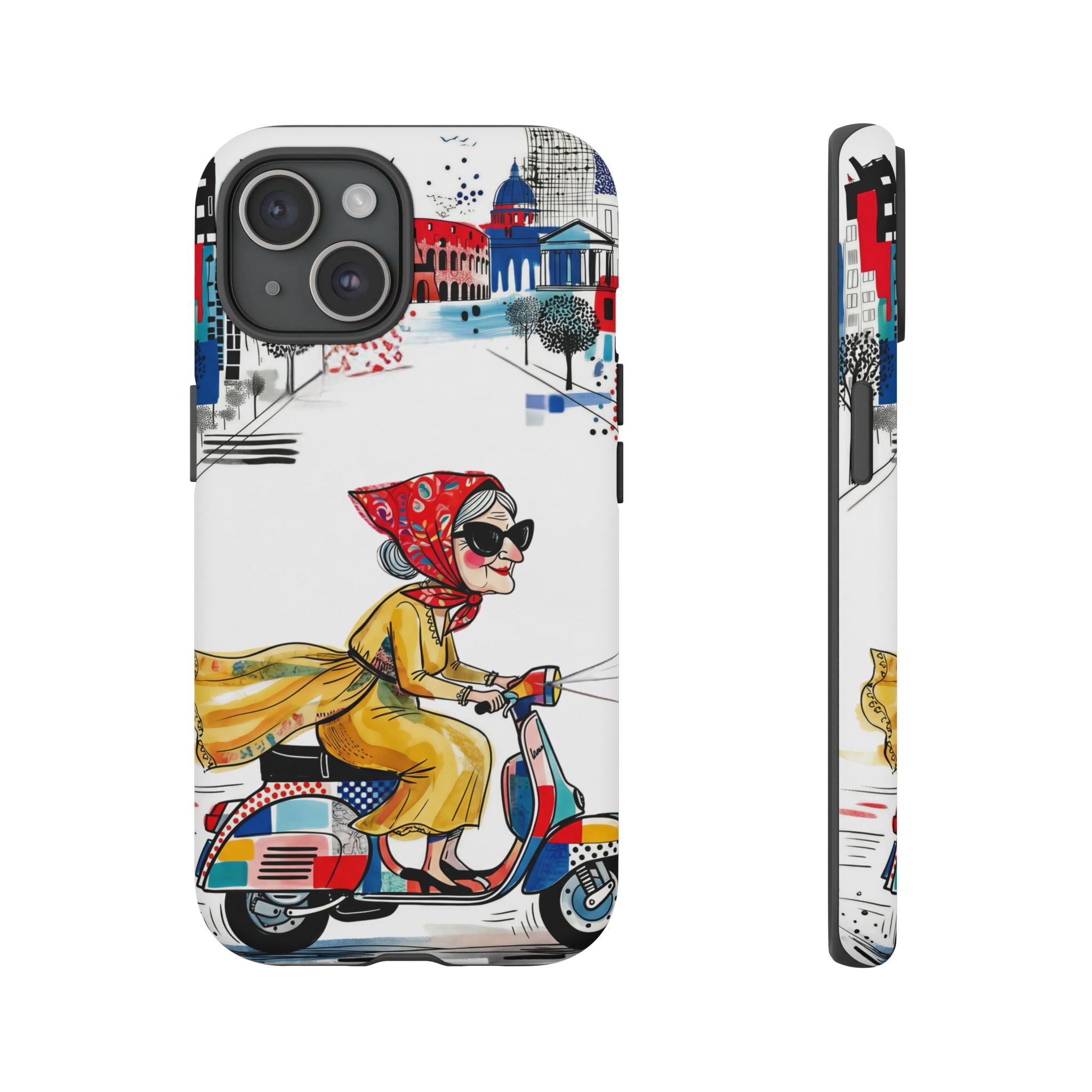 Vintage Vespa Granny iPhone Case | Retro Scooter Travel iPhone Cover