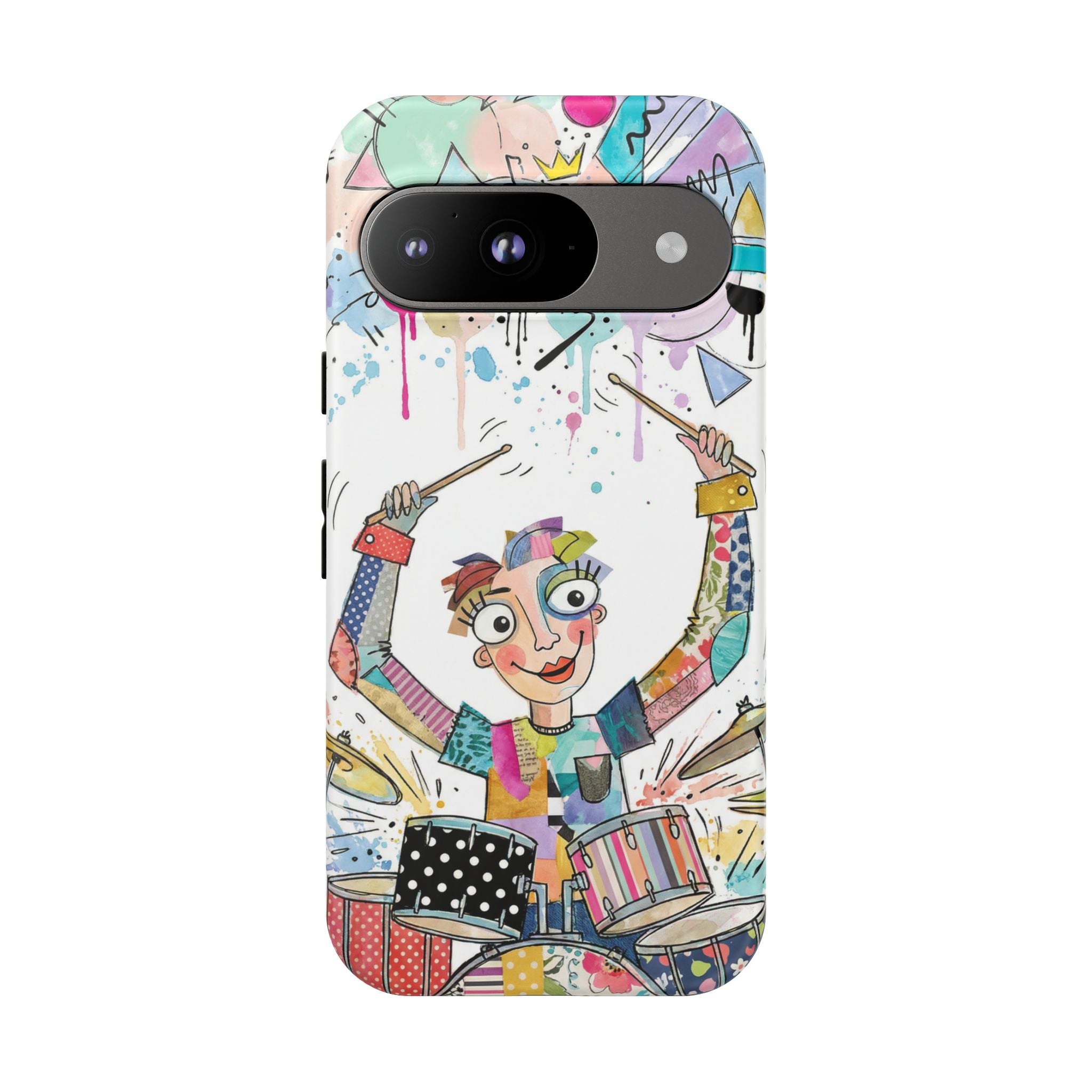 Drummer Boy Google Pixel Phone Case | Colorful Cartoon Drum Kit Protective Cover