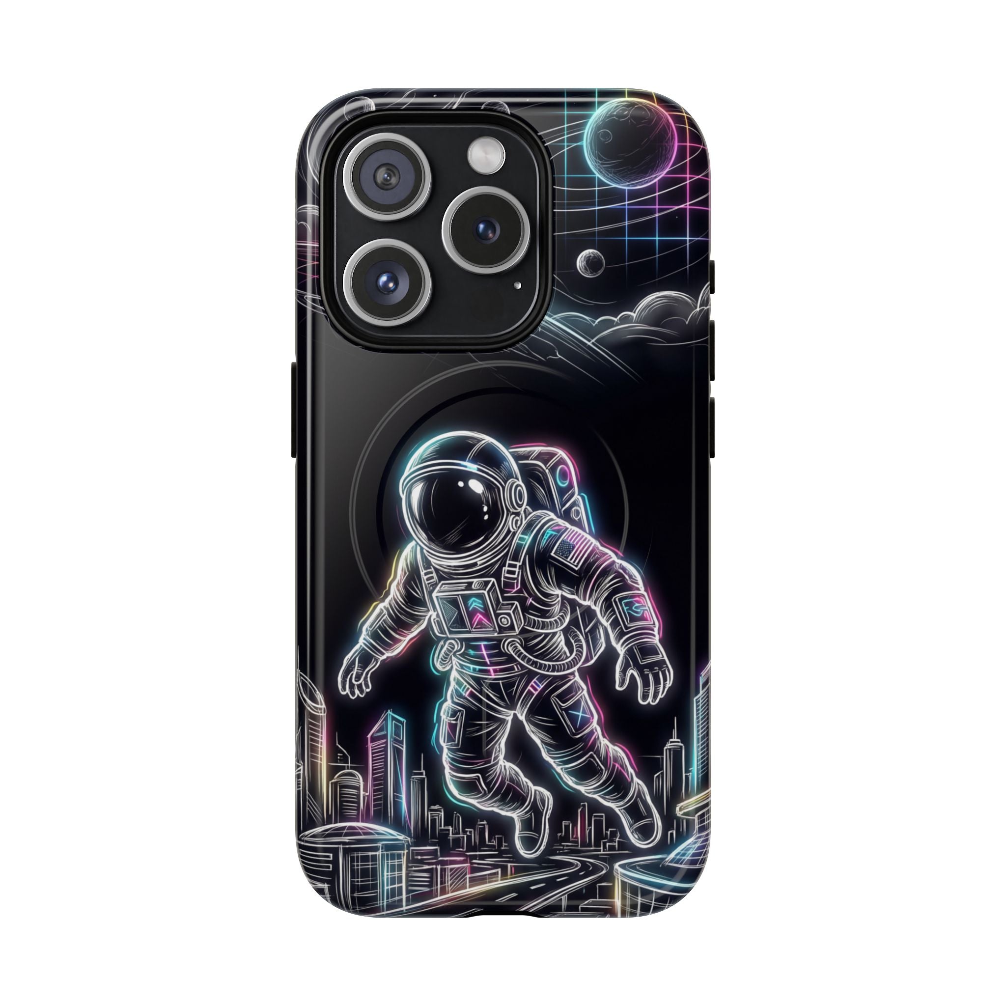Space Explorer Astronaut NeonMagSafe iPhone Case