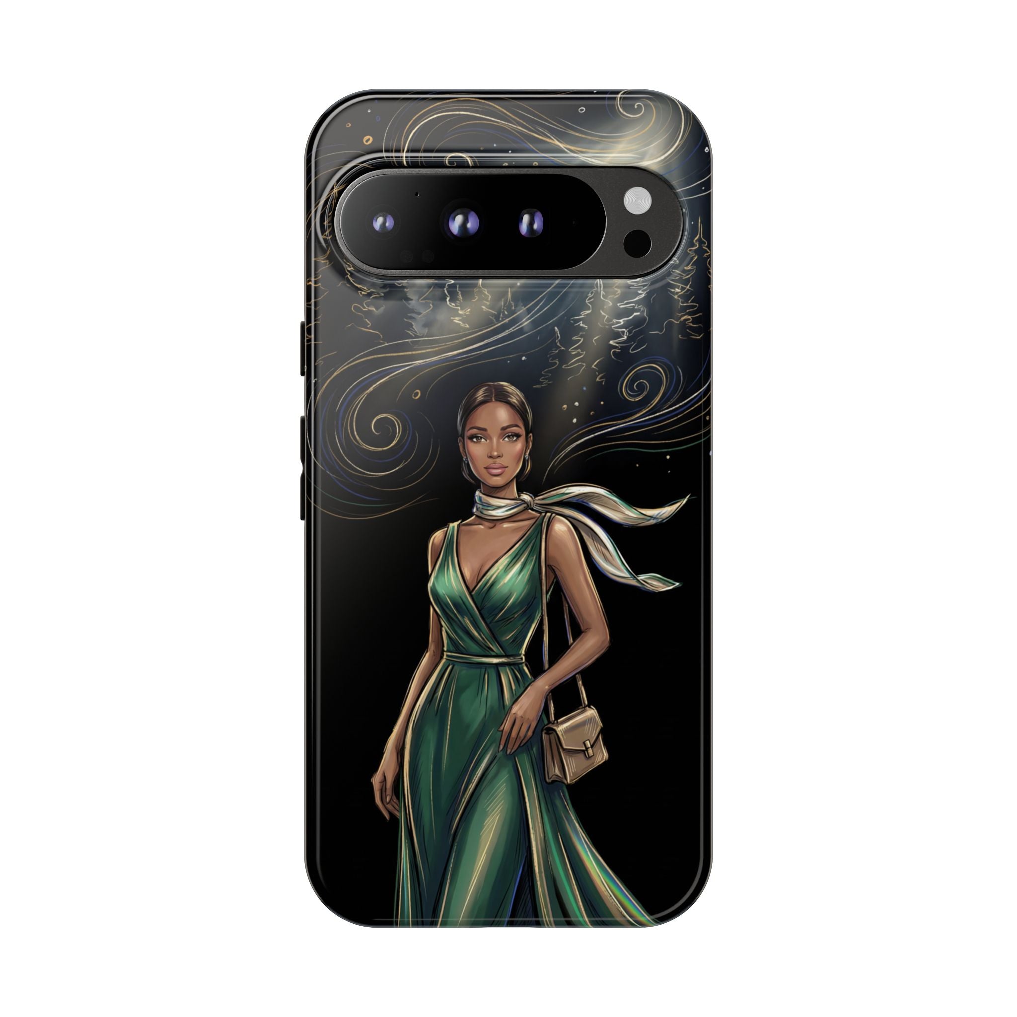 Elegant Woman in Green Dress Art Protective Tough Google Pixel Phone Case
