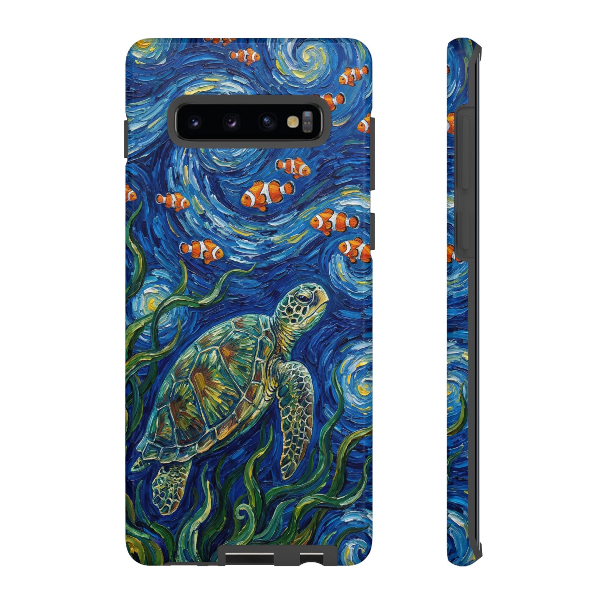 Sea Turtle & Clownfish Tough Samsung Galaxy Case | Van Gogh Style Ocean Art