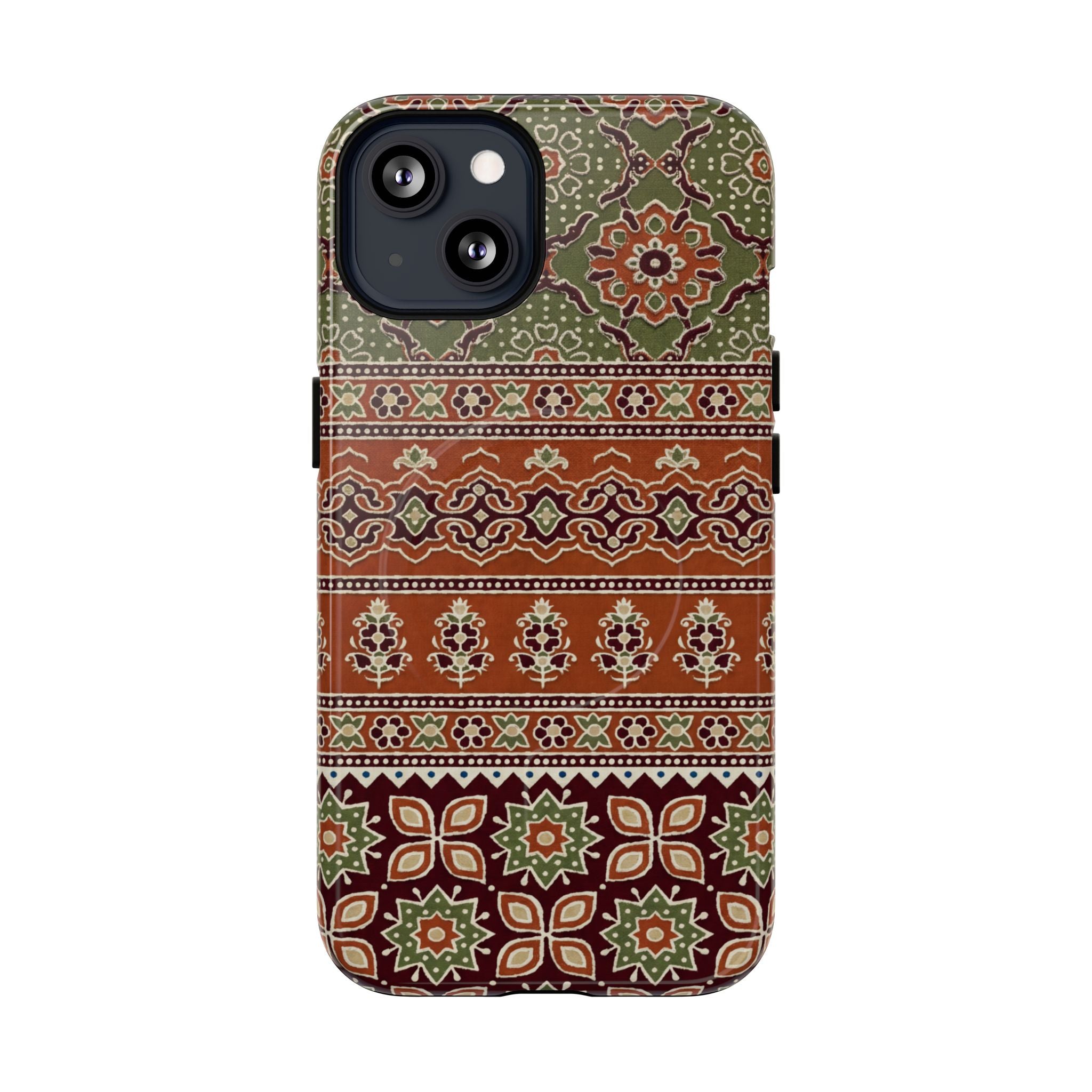 Batik Floral Protective Tough MagSafe iPhone Case