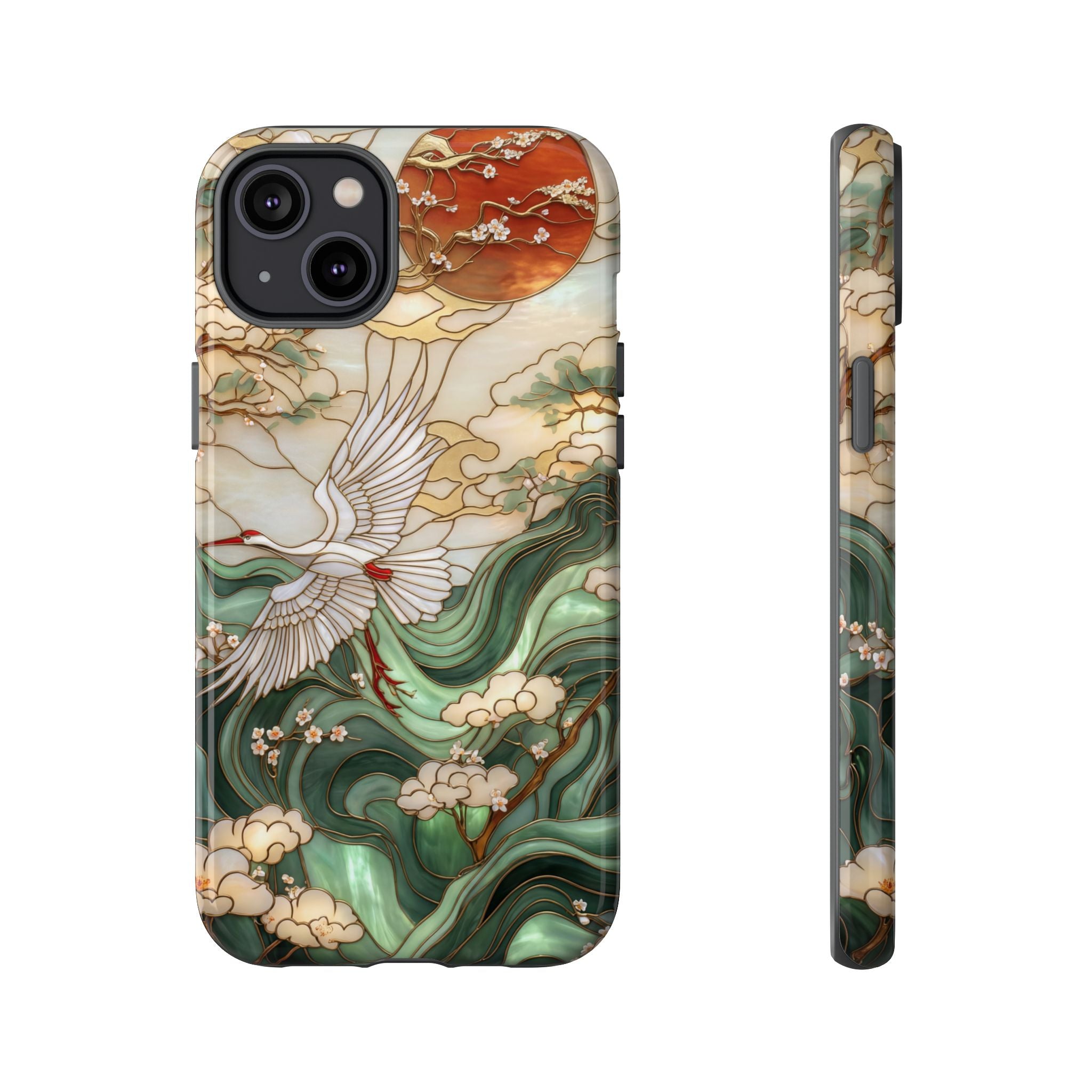Cranes & Waves Protective iPhone Case | Japanese-Inspired Art Phone Cover