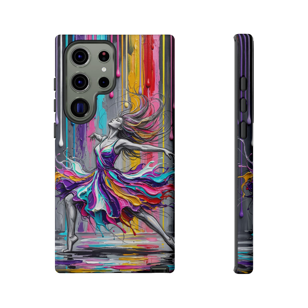 Colorful Dancer Tough Samsung Galaxy Phone Case | Vibrant Drip Art Protective Cover