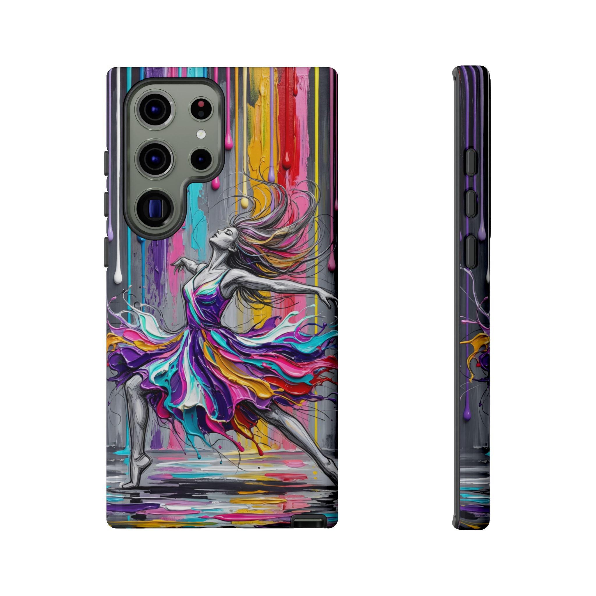 Colorful Dancer Tough Samsung Galaxy Phone Case | Vibrant Drip Art Protective Cover