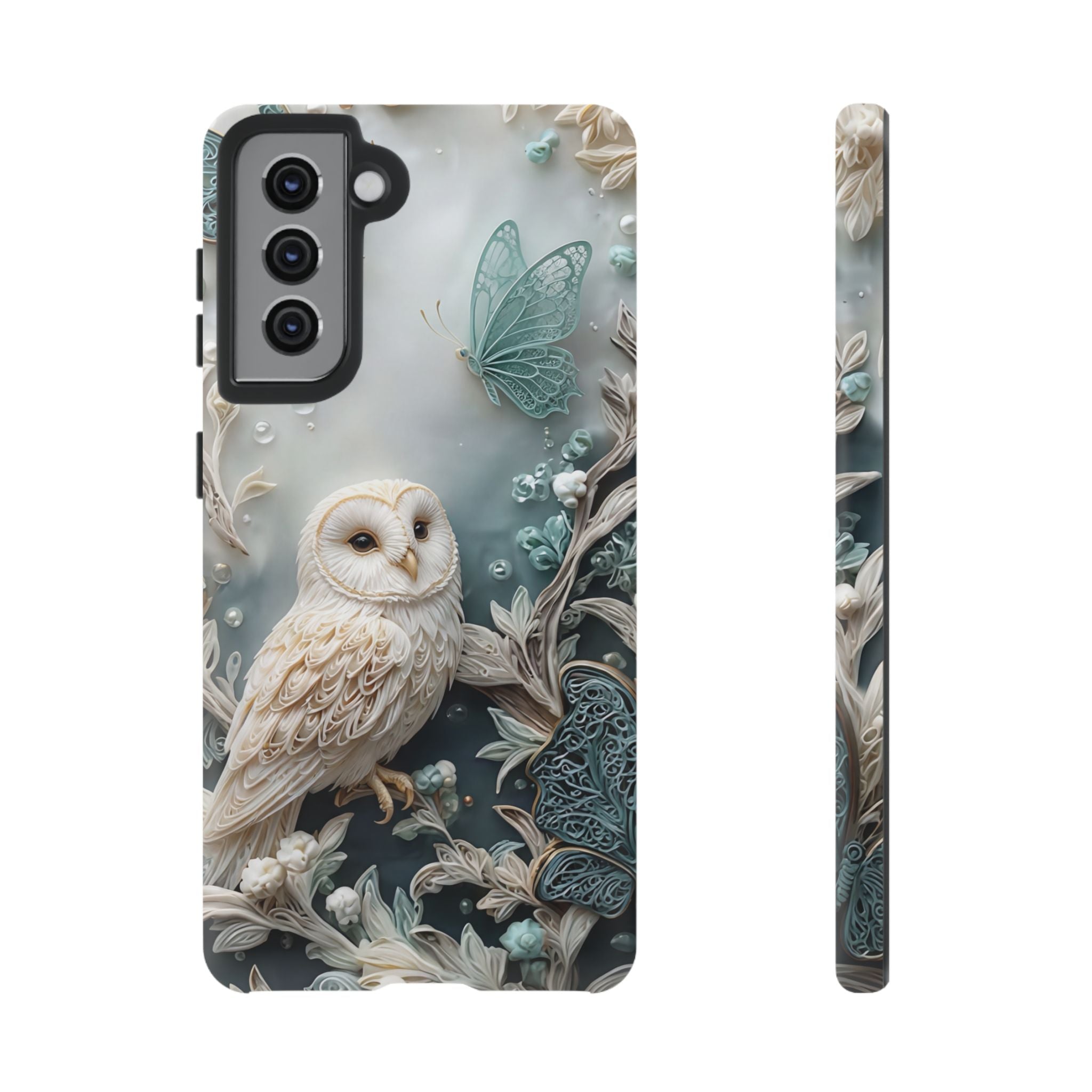 Barn Owl & Butterflies Tough Samsung Galaxy Case