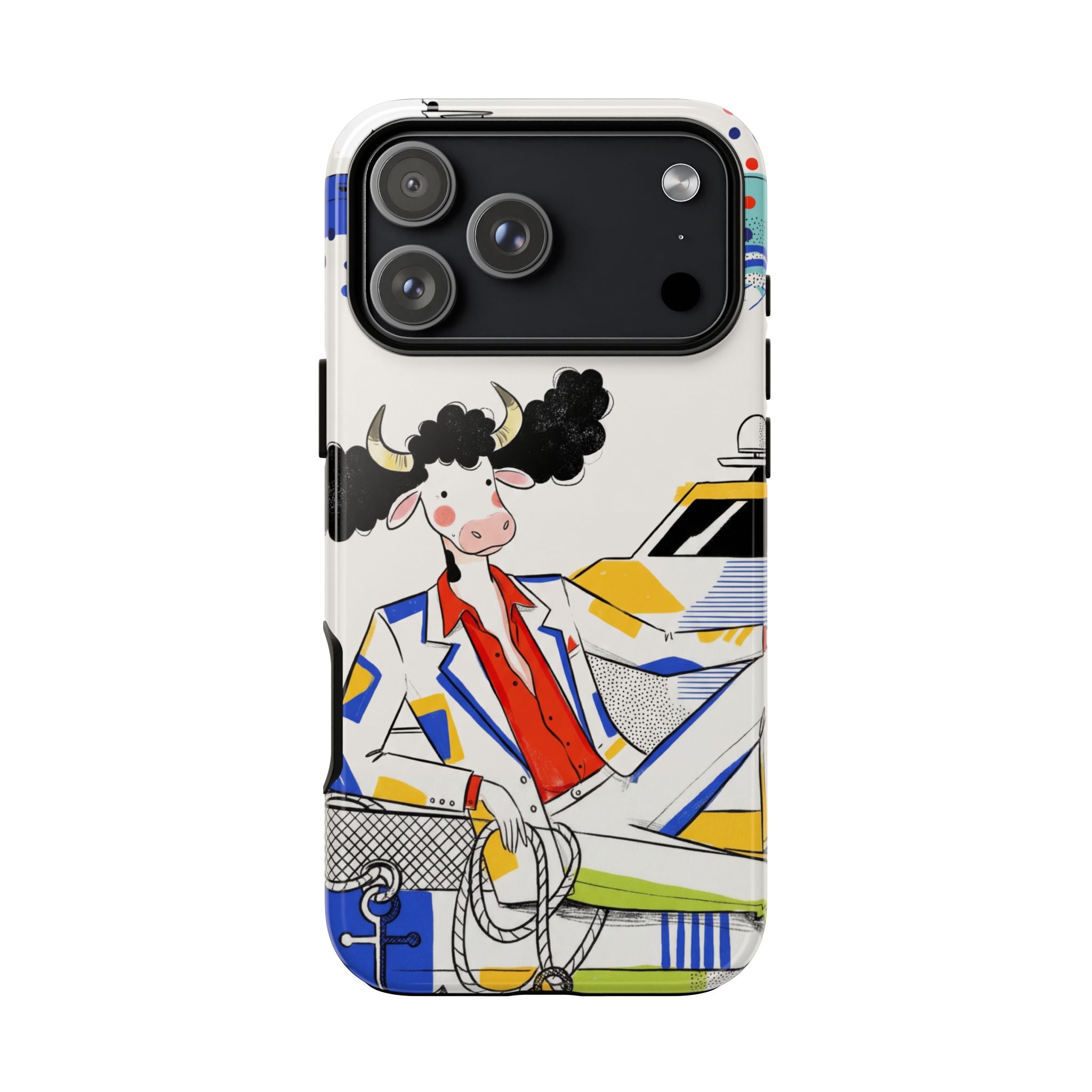Nautical Cow Graphic Protective iPhone Case