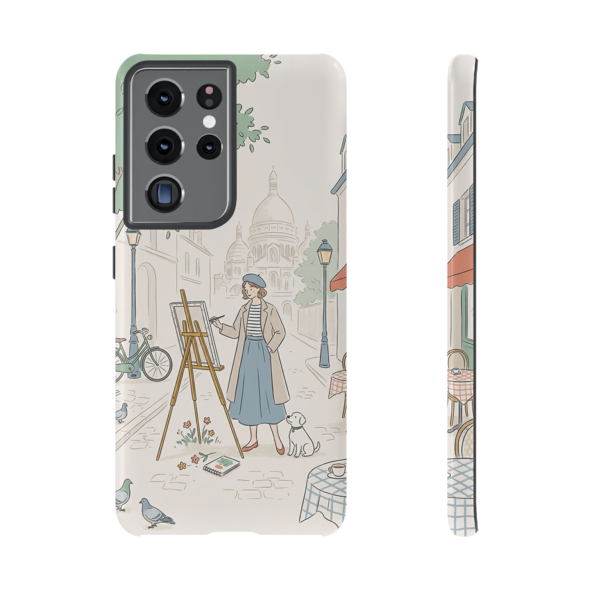 Artist in Paris Samsung Galaxy Phone Case | Vintage Painter Street Scene Protective Cover