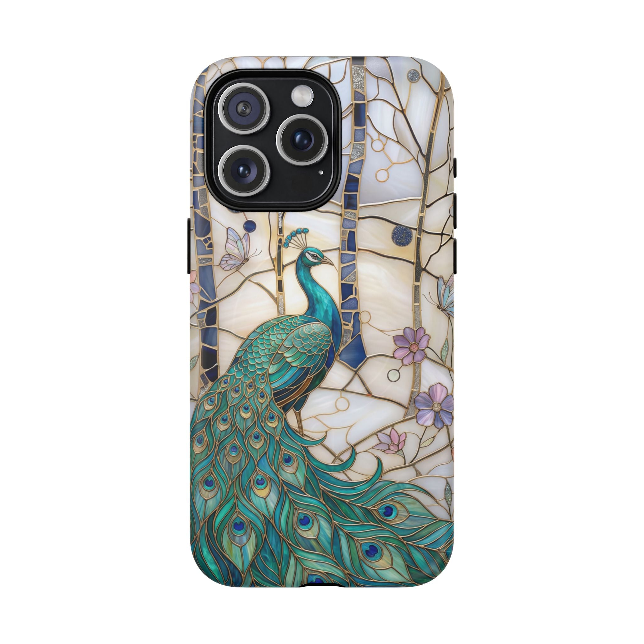 Peacock Stained Glass Tough MagSafe Phone Case