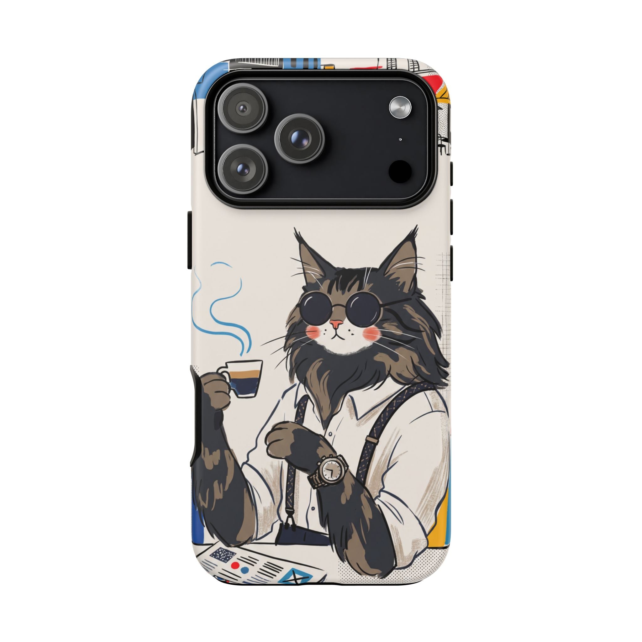 Cat Barista iPhone Case | Cool Cat in Sunglasses Coffee Shop Design