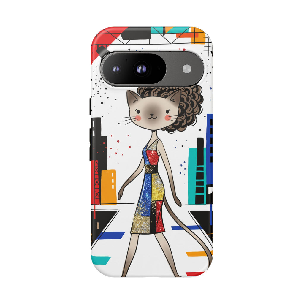 Catwalk City Google Pixel Phone Case | Cute Fashion Cat