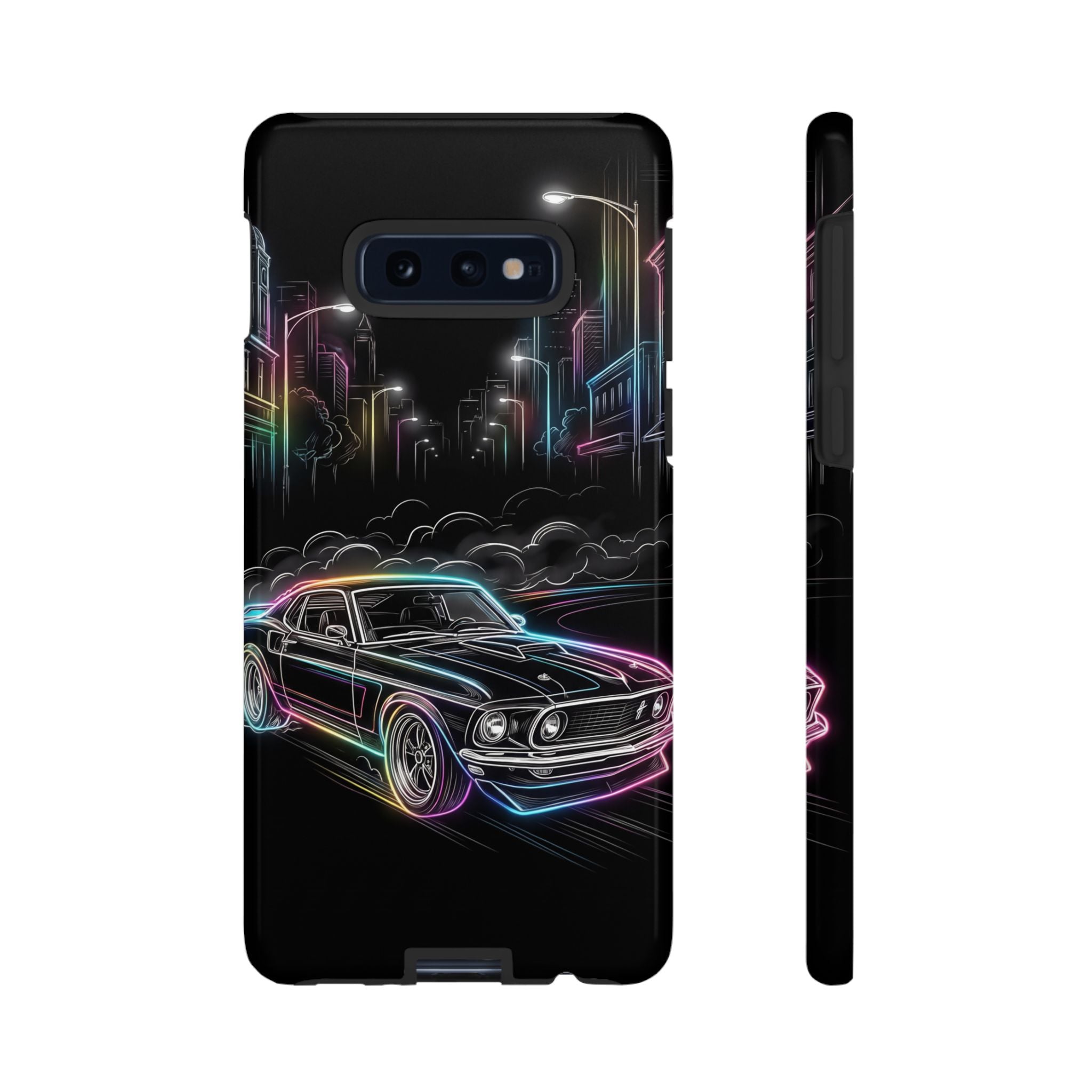 Neon Muscle Car Samsung Galaxy Phone Case | Retro City Nightscape