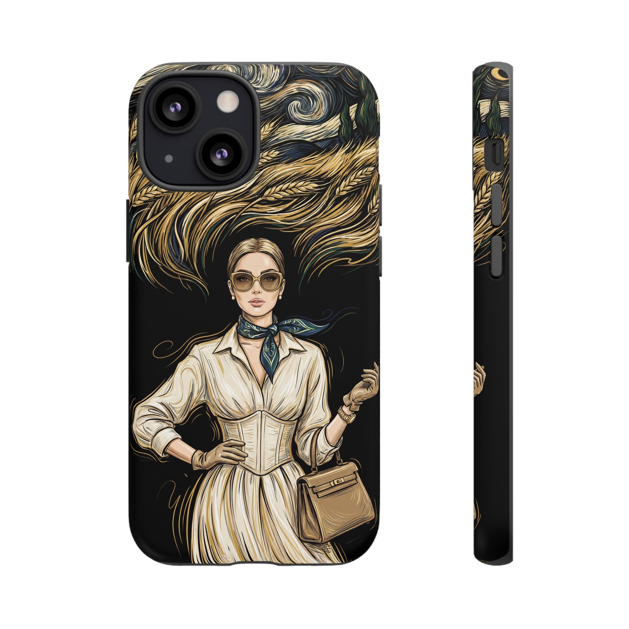 Vintage Elegance iPhone Case | Retro Woman with Flowing Golden Hair