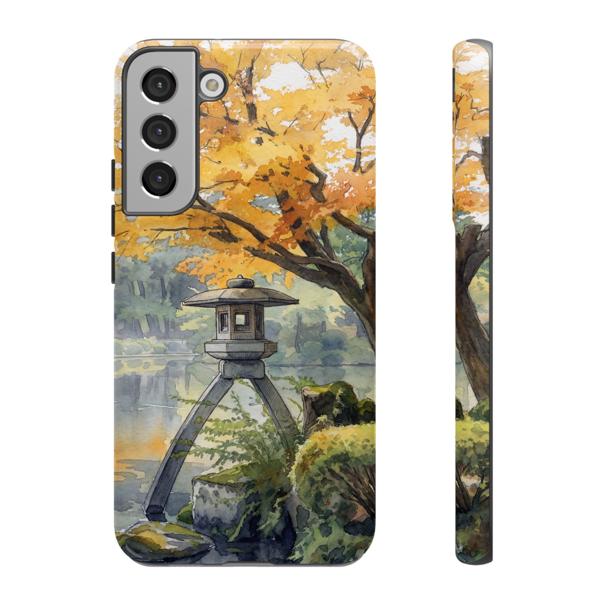 Autumn Japanese Garden Samsung Galaxy Phone Case | Scenic Lantern Fall