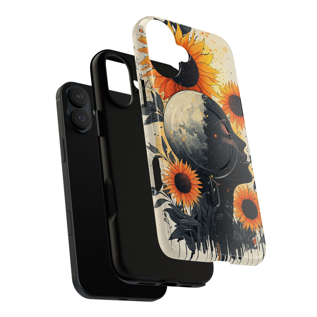 Custodia MagSafe per iPhone Sunflower Moon Art | Floreale Celeste