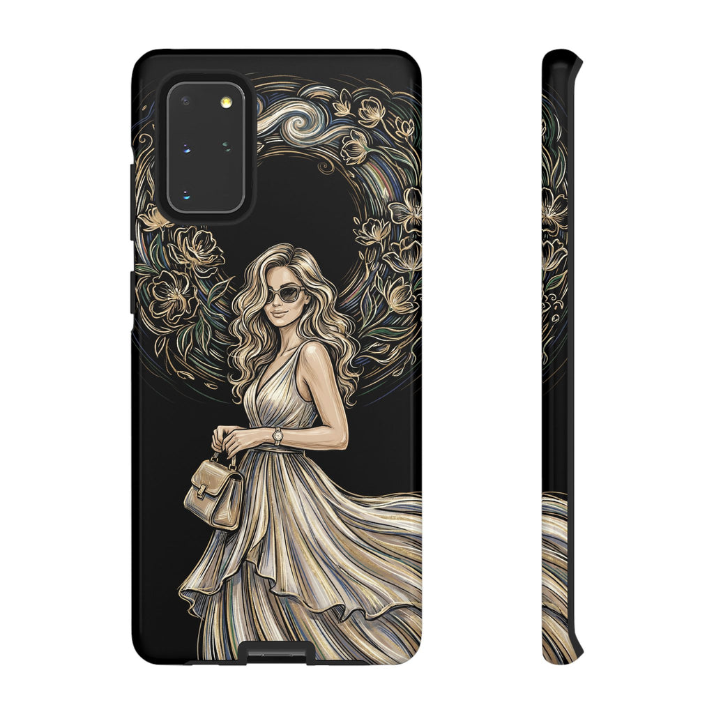 Custodia per telefono Samsung Galaxy robusta con ghirlanda floreale donna elegante