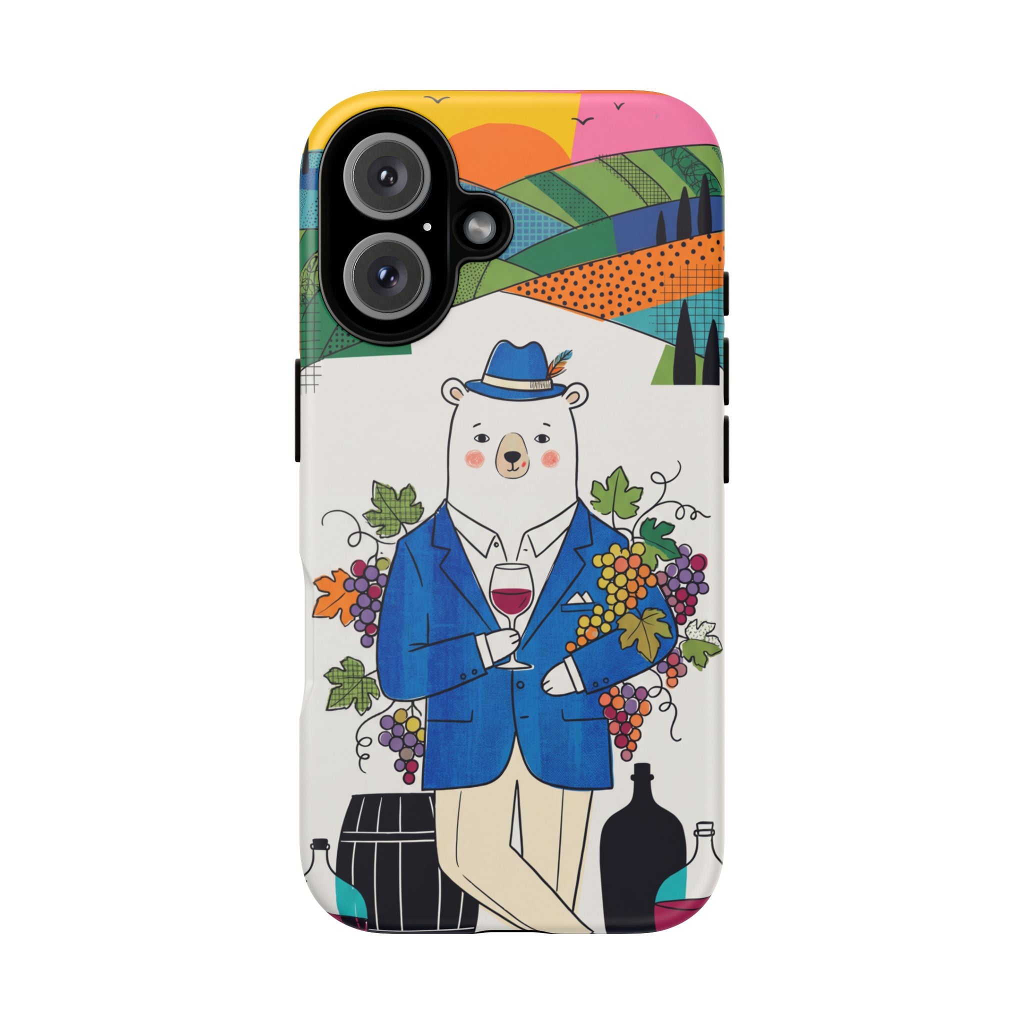 Dapper Polar Bear Wine Lover Illustrated Protective iPhone Case