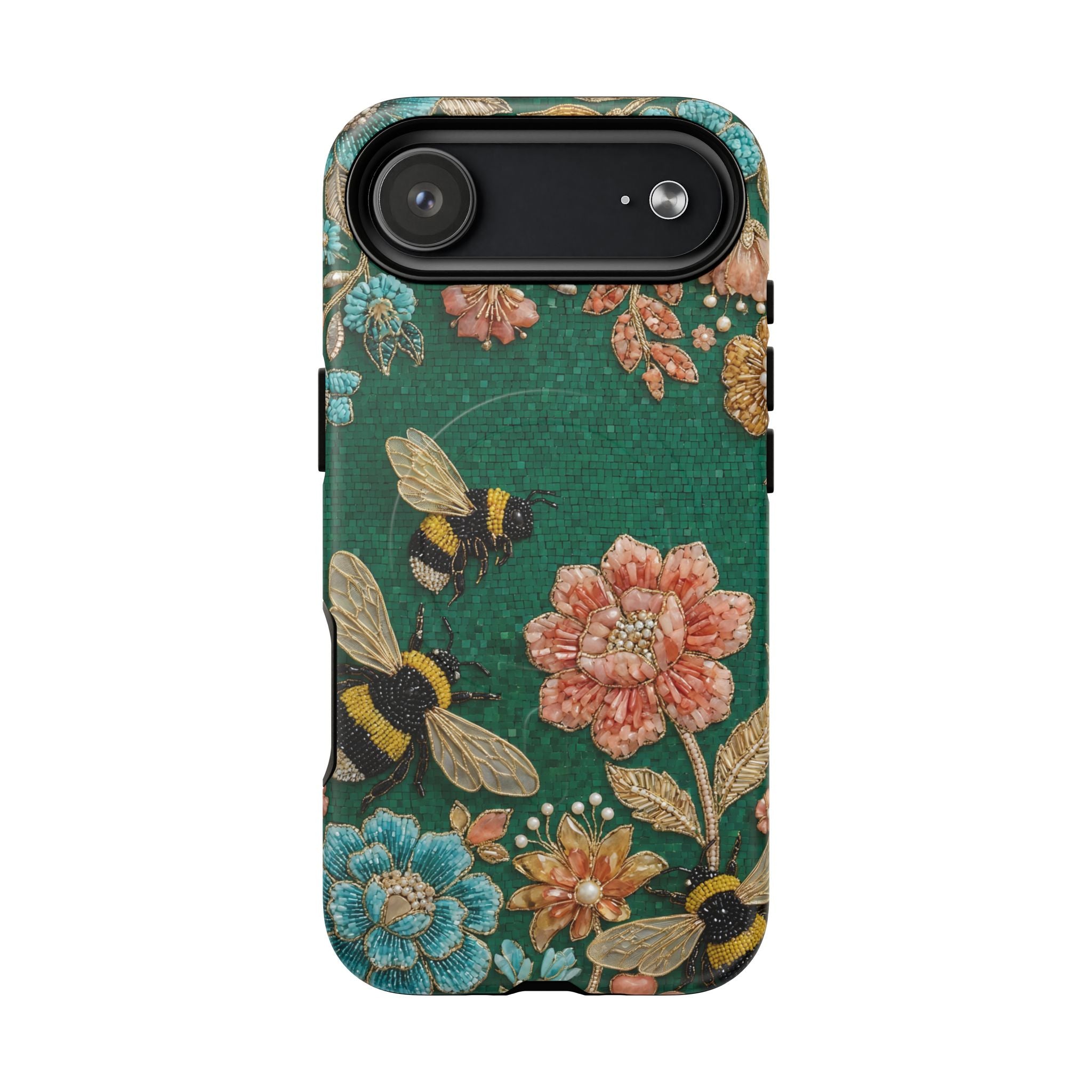 Floral Bumblebee Tough MagSafe iPhone Case | Protective Botanical Phone Cover