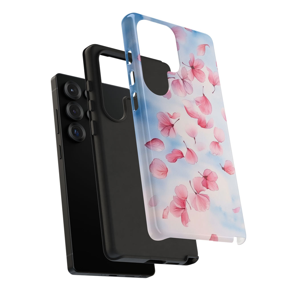 Floral Petal Tough Samsung Galaxy Case | Pink Falling Blossoms