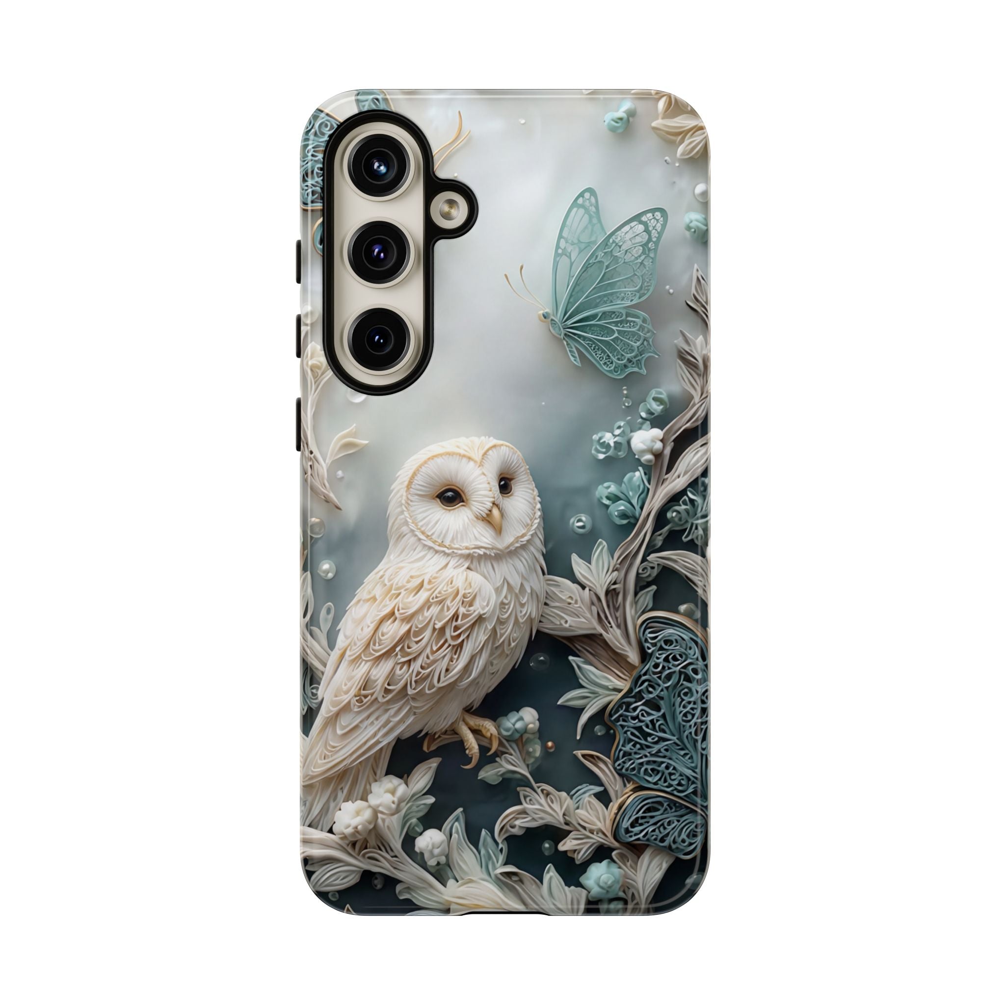 Barn Owl & Butterflies Tough Samsung Galaxy Case