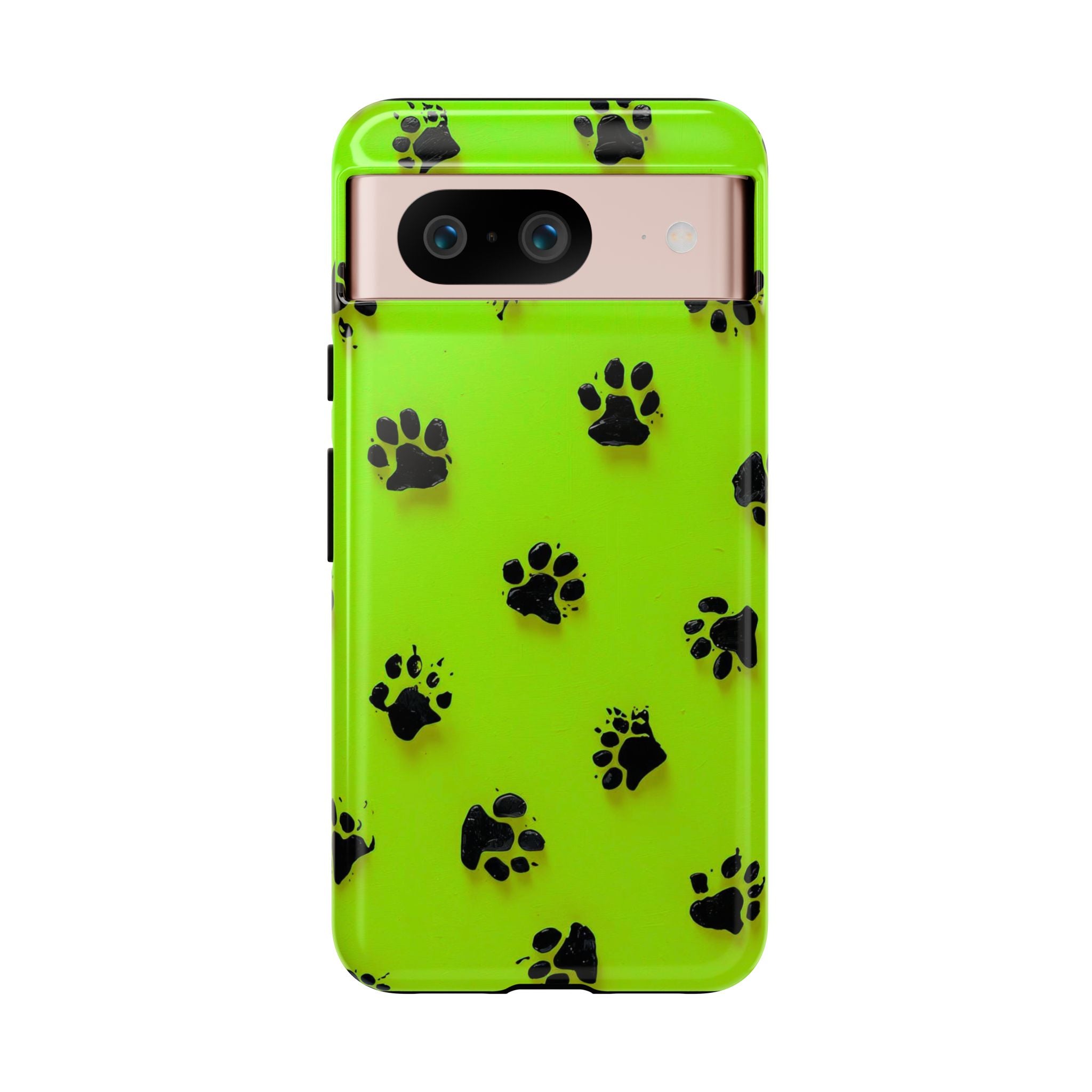 Neon Paw Print Tough Google Pixel Case — Shockproof Pet Lover iPhone Cover