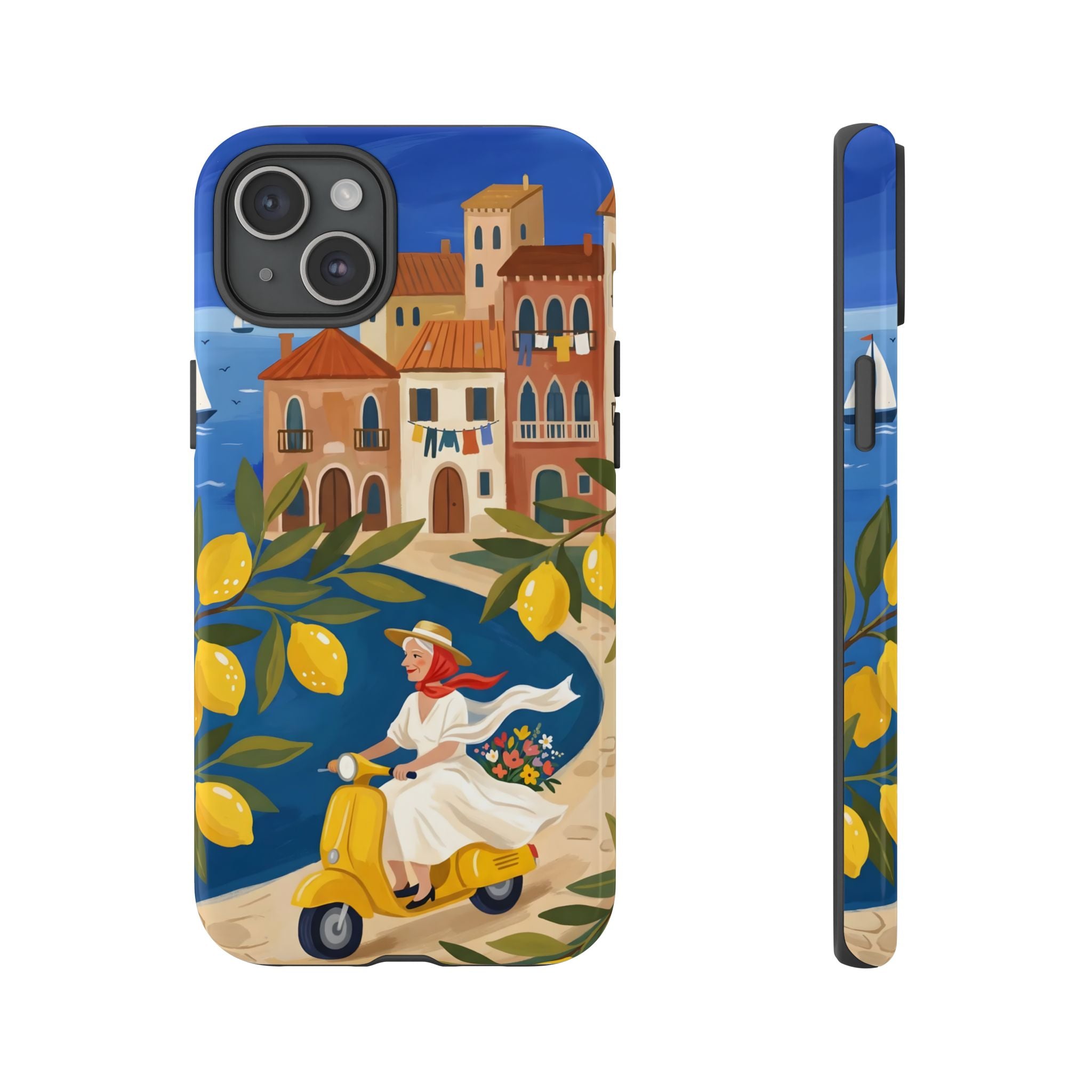 Lemon Coast Scooter iPhone Case | Mediterranean Vespa Travel Design