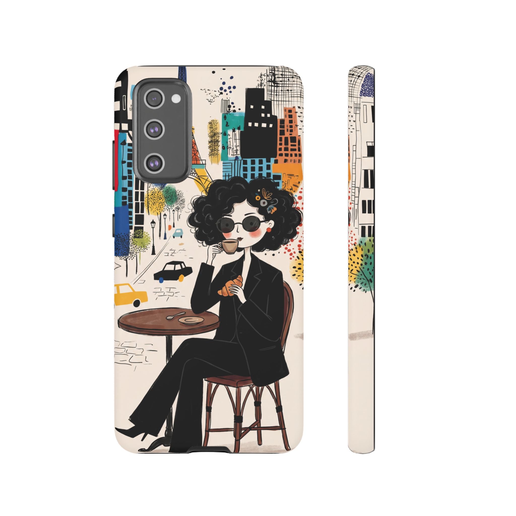 Paris Cafe Chic Samsung Galaxy Phone Case | Stylish Woman Illustration iPhone Cover