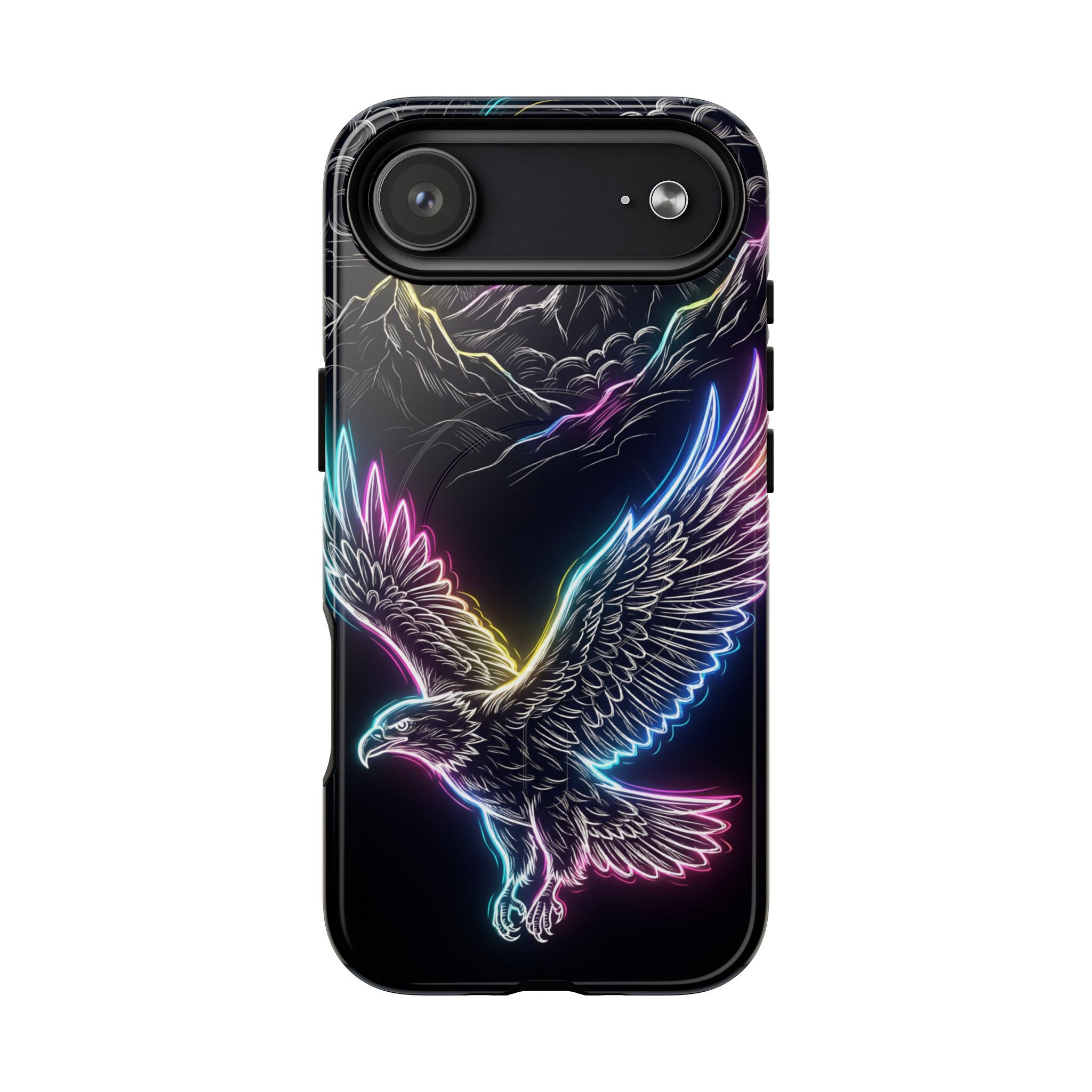 Neon Eagle MagSafe iPhone Case with Mountain Design