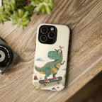 Cute Skateboarding Dinosaur Tough iPhone Case | Vintage Kid Aesthetic T Rex Cover