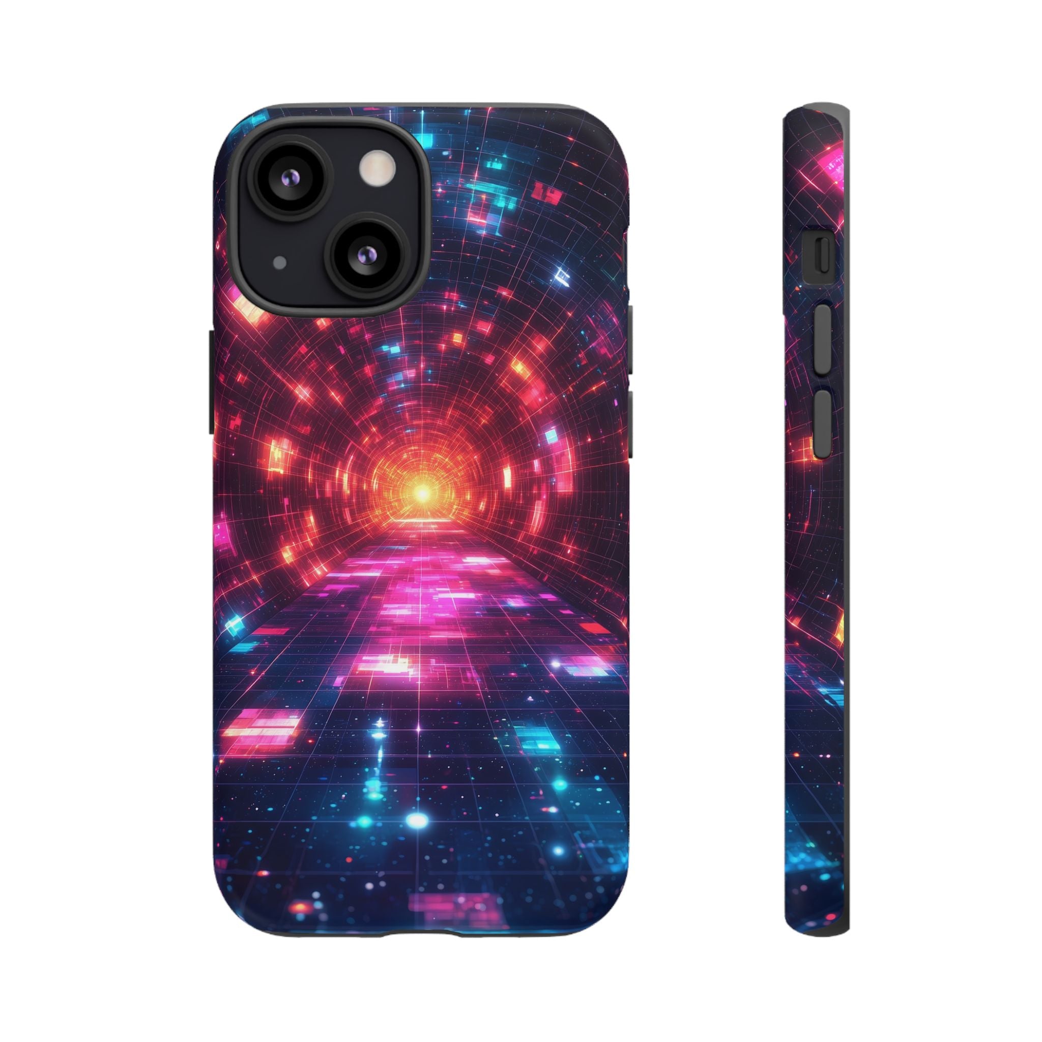 Neon Tunnel Tough iPhone Case — Retro Futuristic Galaxy Design