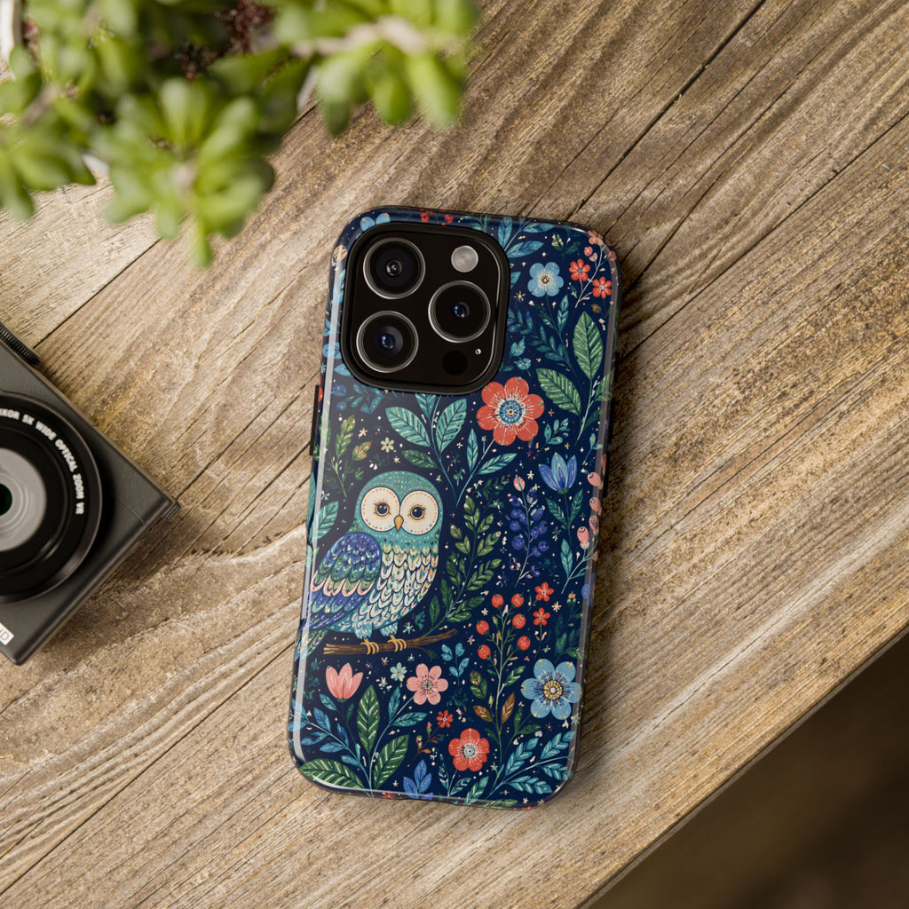 Owl Floral iPhone Case | Navy Botanical Protective iPhone Cover