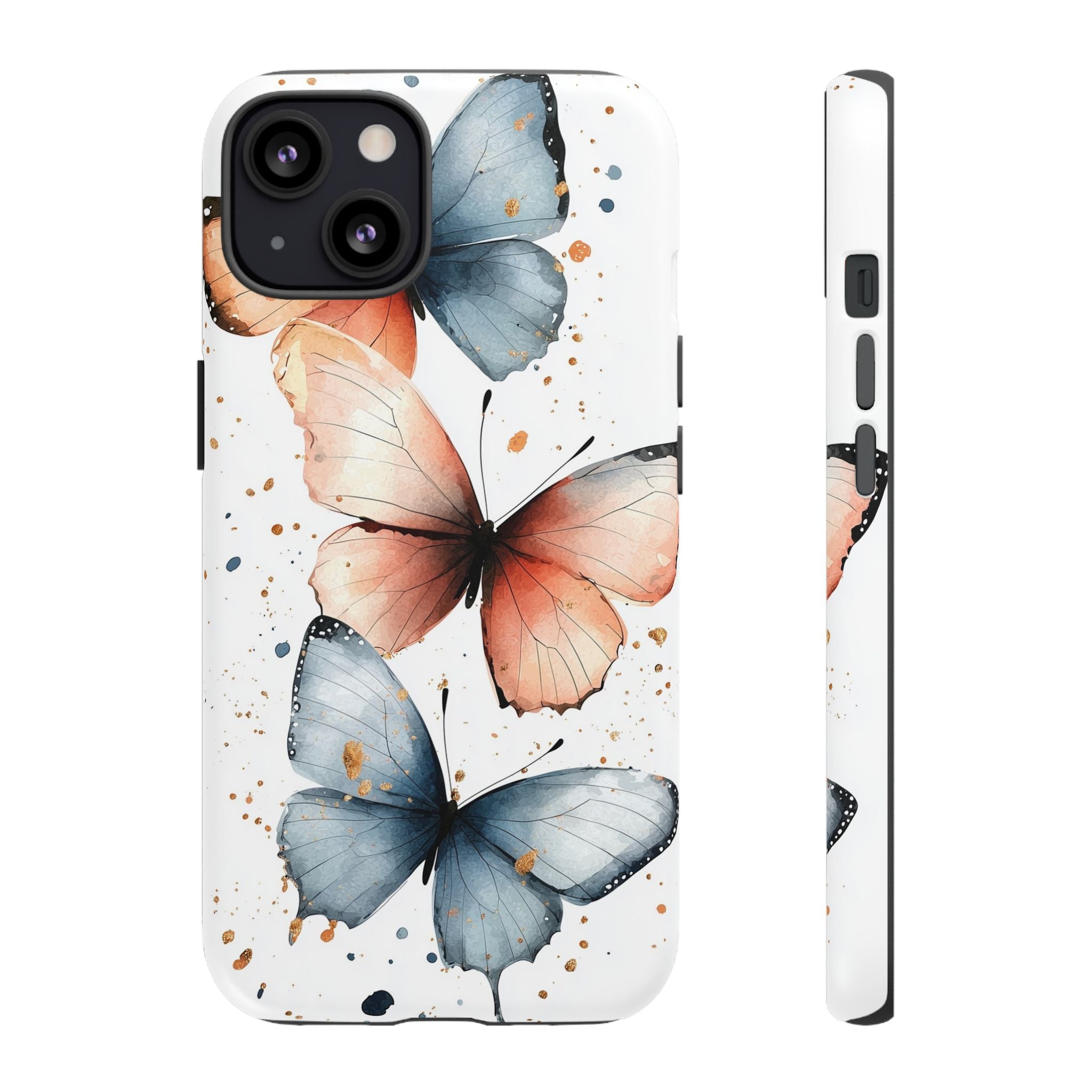 Watercolour Blue & Peach Butterfly Tough iPhone Case