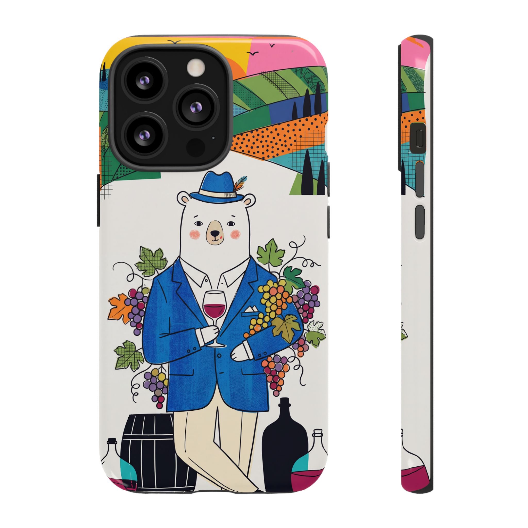 Dapper Polar Bear Wine Lover Illustrated Protective iPhone Case
