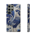 Asian Zodiac Rooster Samsung Galaxy Phone Case | Blue & White Porcelain Slim Shockproof Case | Year of the Rooster Gift