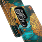 Stained Glass Cat Tough Samsung Galaxy Case | Gold Tree & Starry Night Design